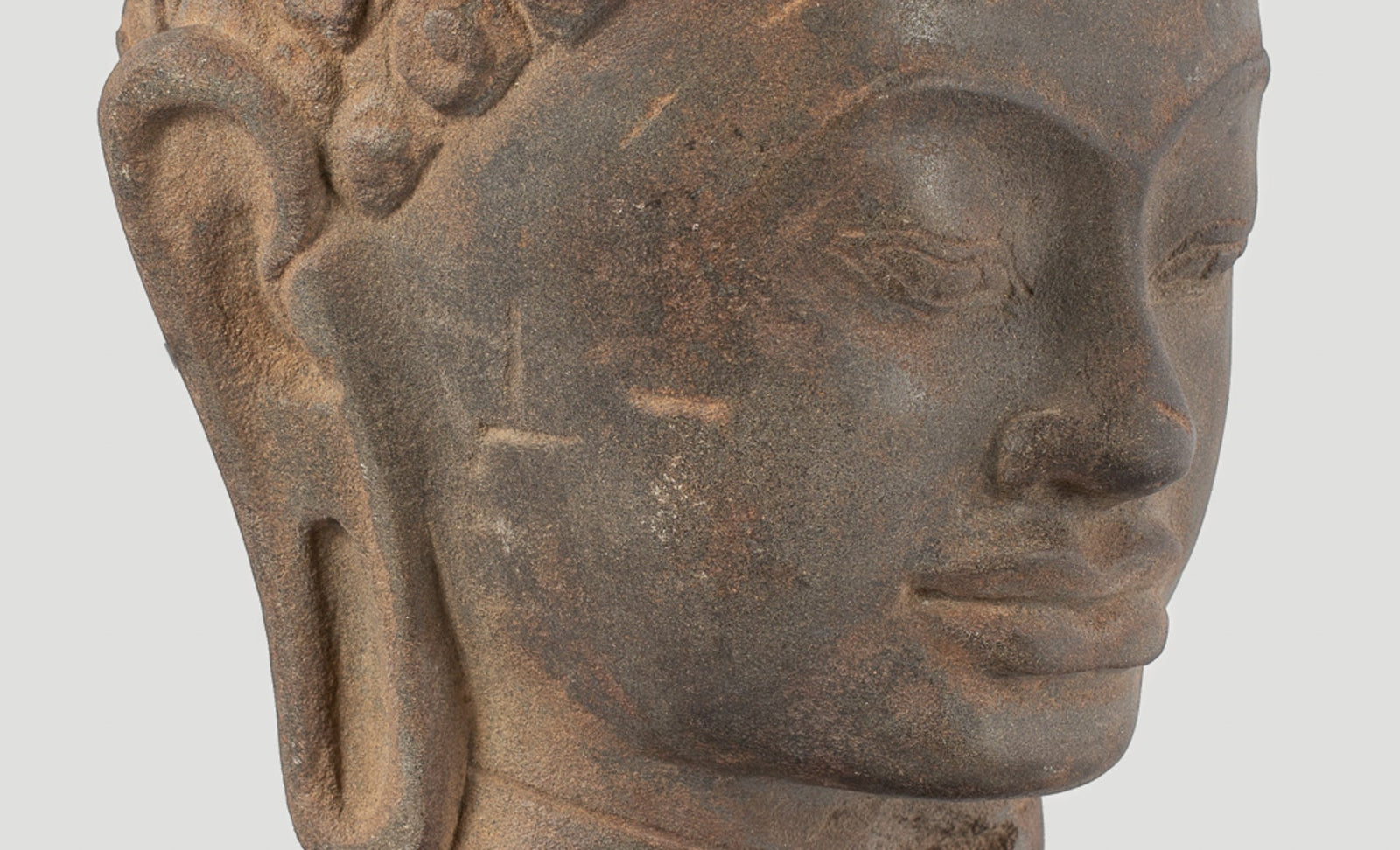 Statue de Bouddha - Statue antique dvaravati Style Thai Stone Bouddha Head Statue - 27cm / 11 "