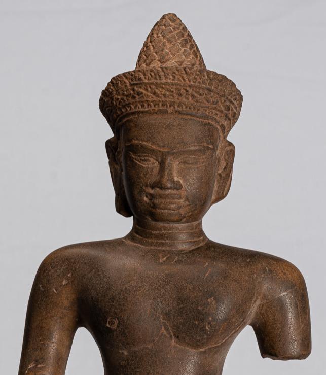 Estatua de Vishnu - Antique Stone Angkor Wat Style Male Deity Torso (probablemente Vishnu) - 60 cm / 24 "