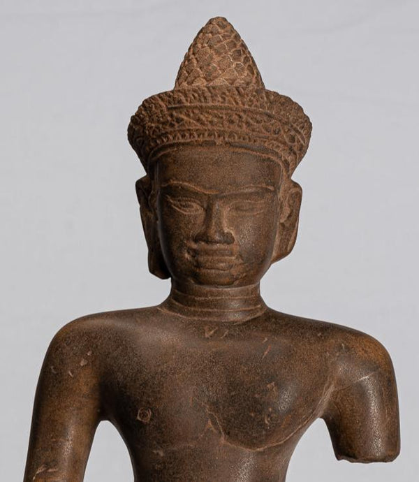 Vishnu Statue - Antique Stone Angkor Wat Style Male Deity Torso (probably Vishnu) - 60cm / 24"
