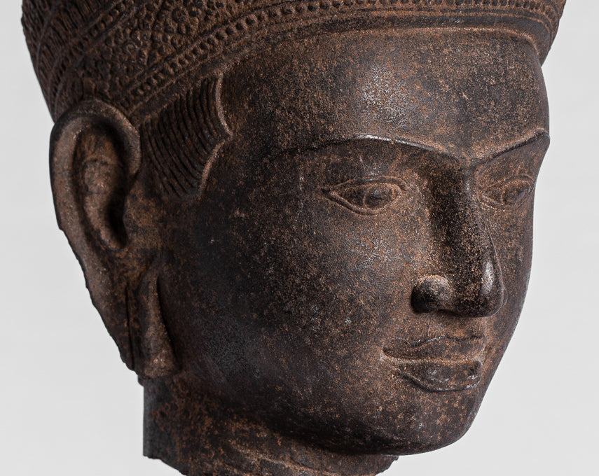 Estatua de Buda - Angkor Wat Style Wat Style Stone Khmer Buddha Head - 42cm / 17 "