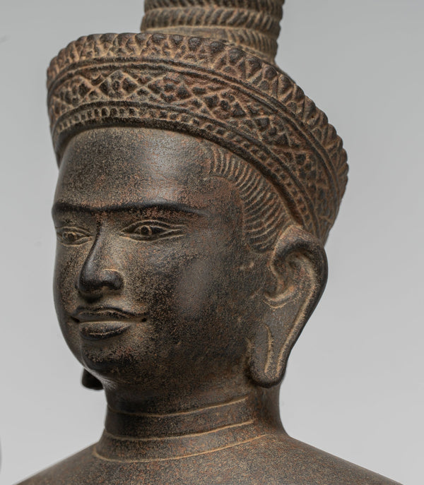 Vishnu - Antique Khmer Style Stone Koh Ker Standing Vishnu Statue - 52cm/21"