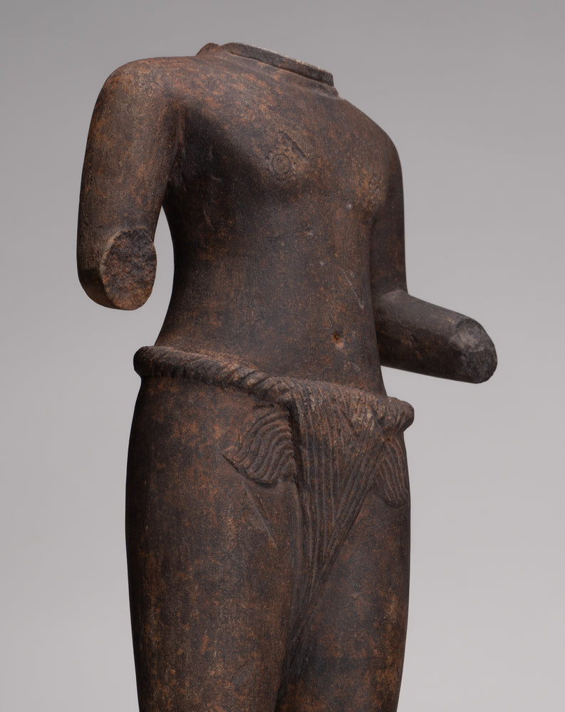 Male Statue - Antique Stone 8th Century Phnom Da Style Male Deity Torso (probably Vishnu) - 54cm / 22"