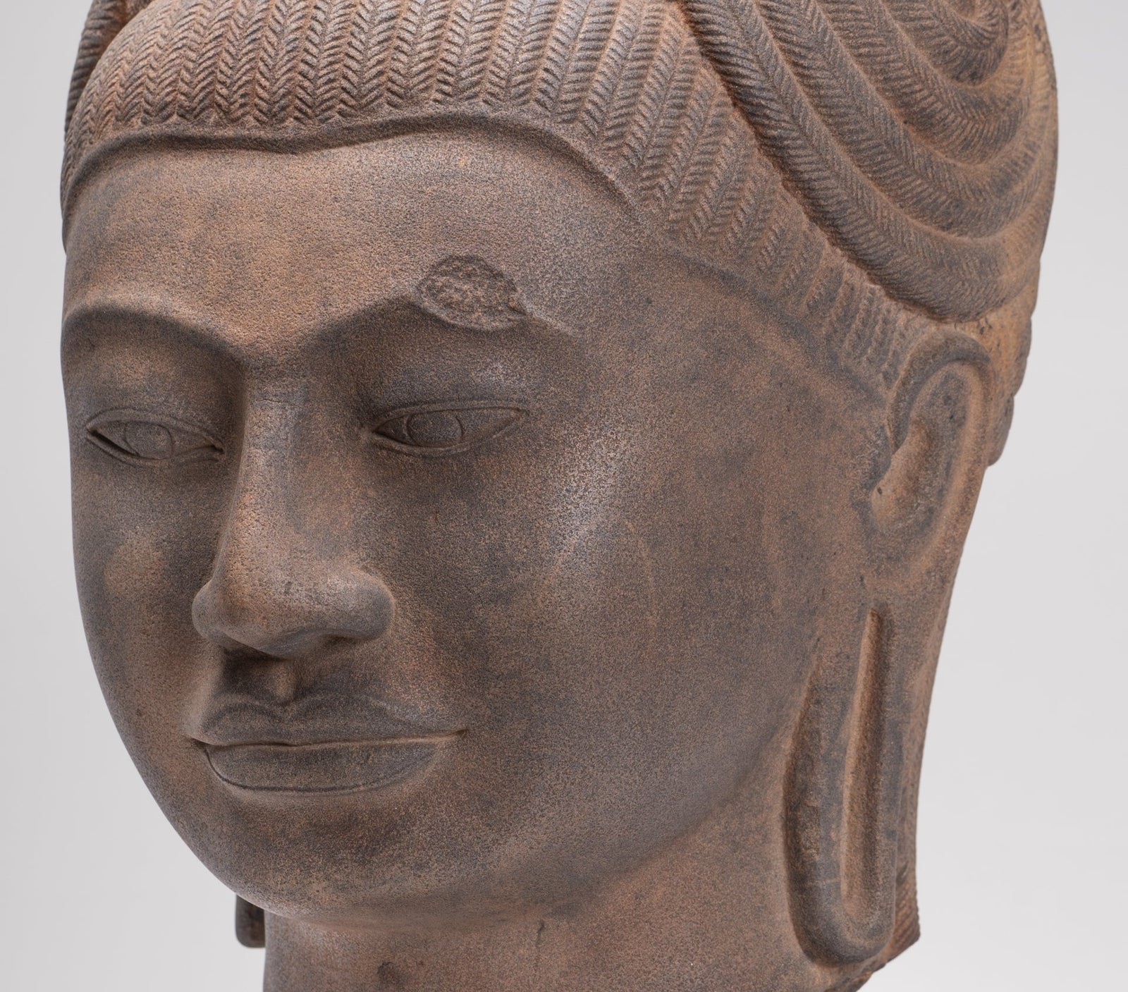 Female Statue - Antique Khmer Style Female Head - 46cm/18"