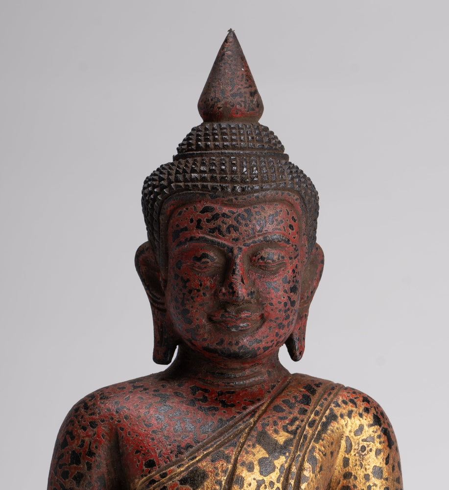 Sculpture de Bouddha - Style de style khmer antique assis Statue de Bouddha Dhyana Meditation Mudra - 27cm / 11 "