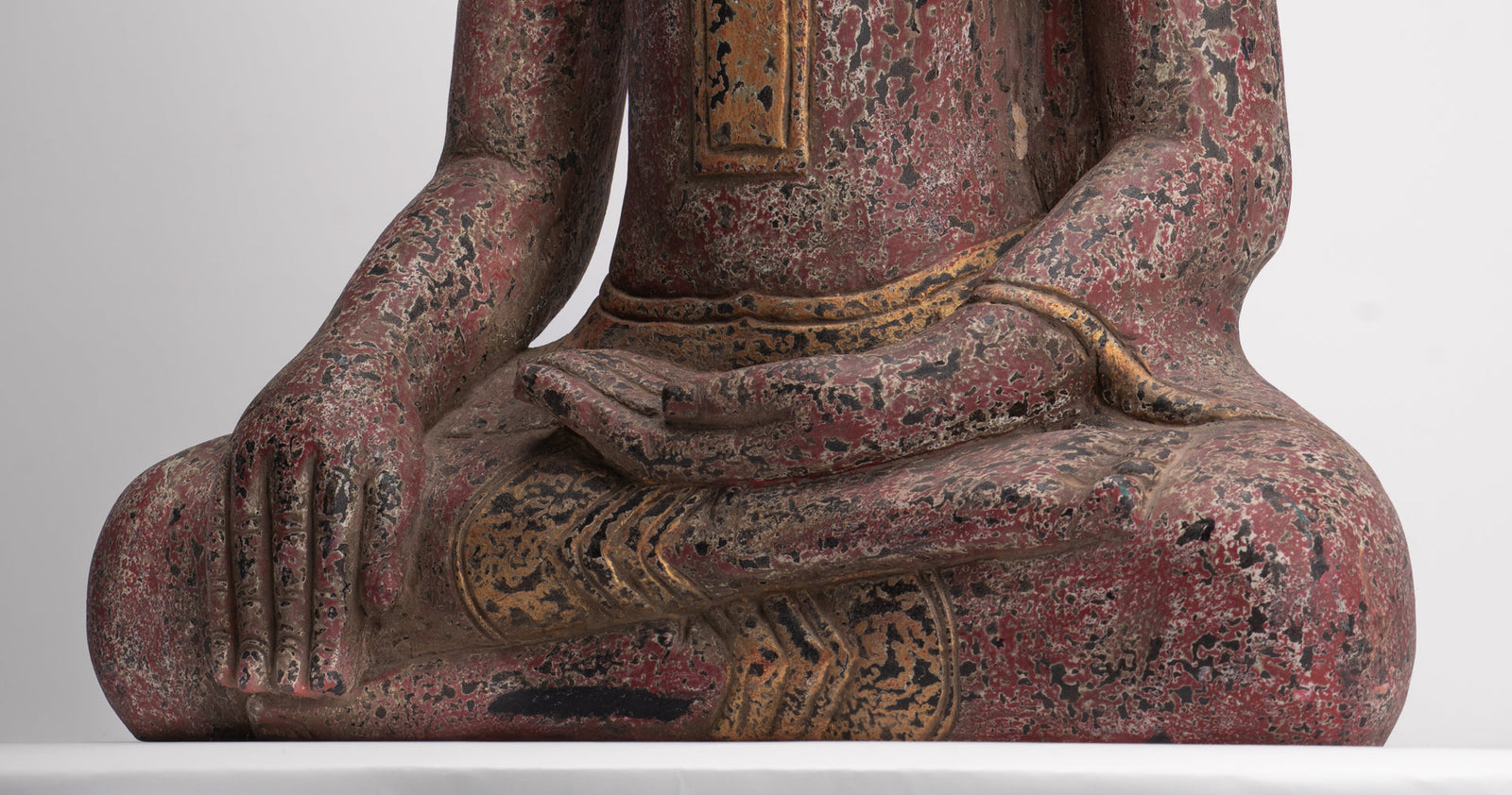 Estatua de Buda - Estatua de Buda de iluminación de madera sentada del sudeste asiático estilo jemer antiguo - 81cm/32"