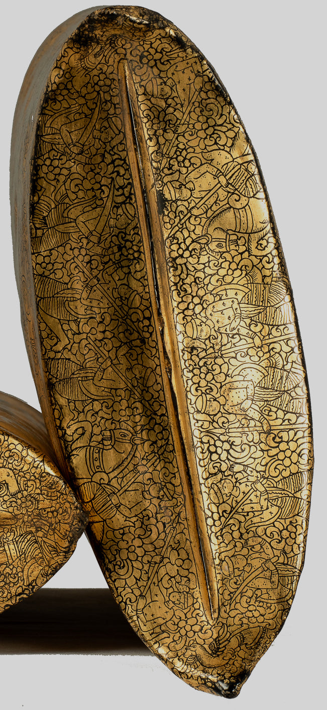 Antiguo titular de dinero de lacado birmano del siglo XIX - 34 cm/14 "de largo