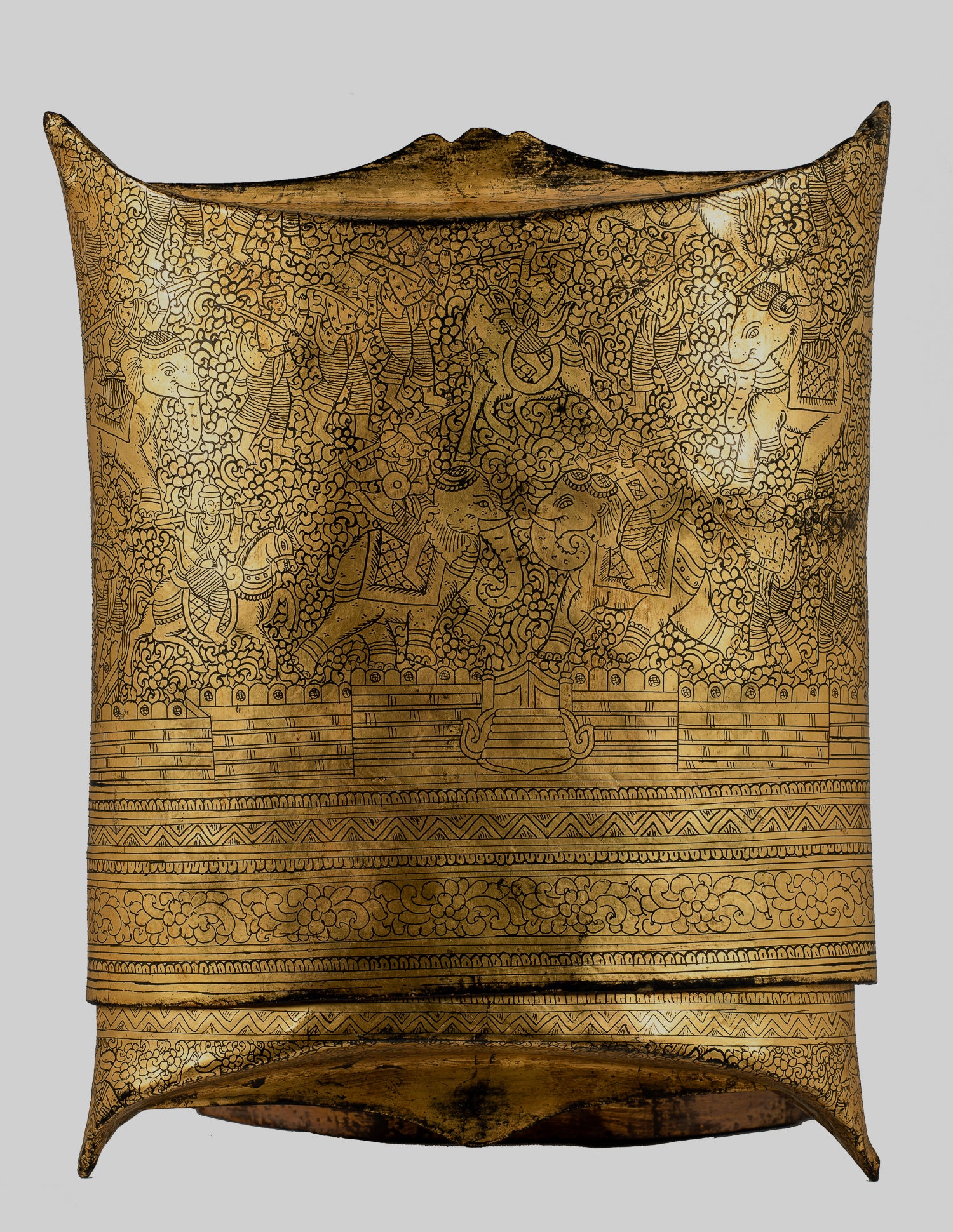 Antiguo titular de dinero de lacado birmano del siglo XIX - 34 cm/14 "de largo