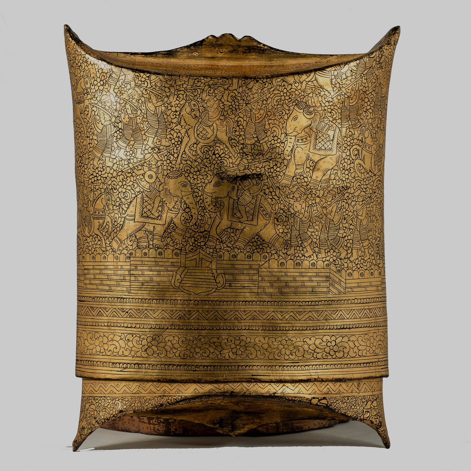 Antiguo titular de dinero de lacado birmano del siglo XIX - 34 cm/14 "de largo