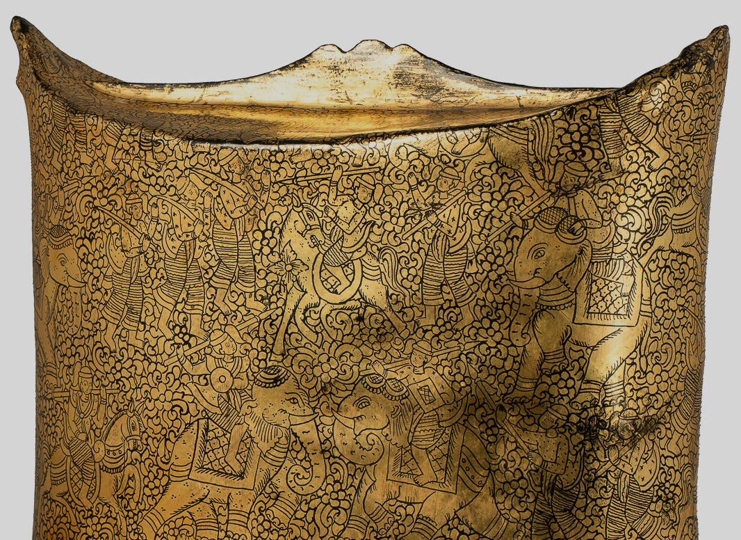 Antiguo titular de dinero de lacado birmano del siglo XIX - 34 cm/14 "de largo