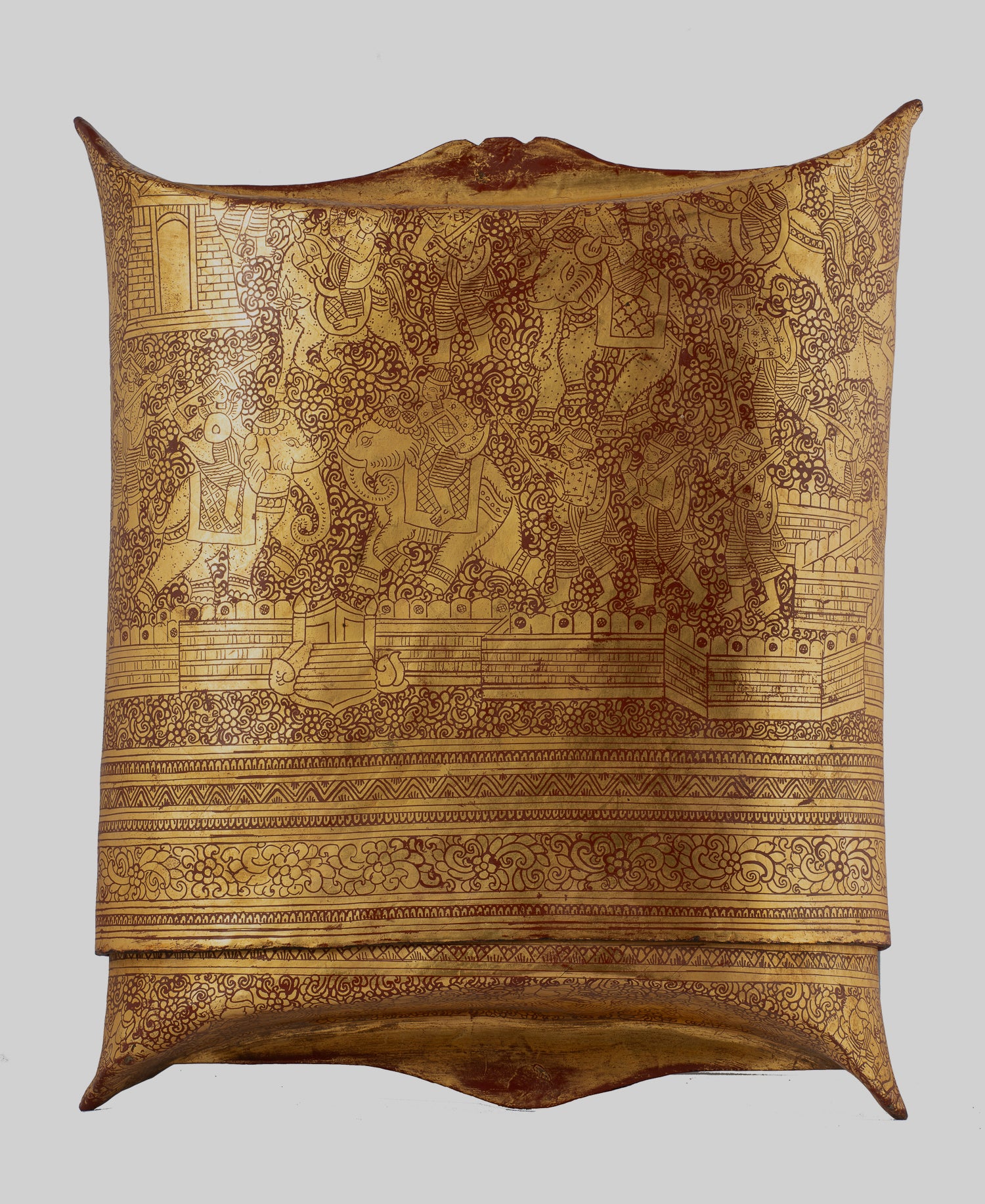 Antiguo titular de dinero de lacado birmano del siglo XIX - 34 cm/14 "de largo