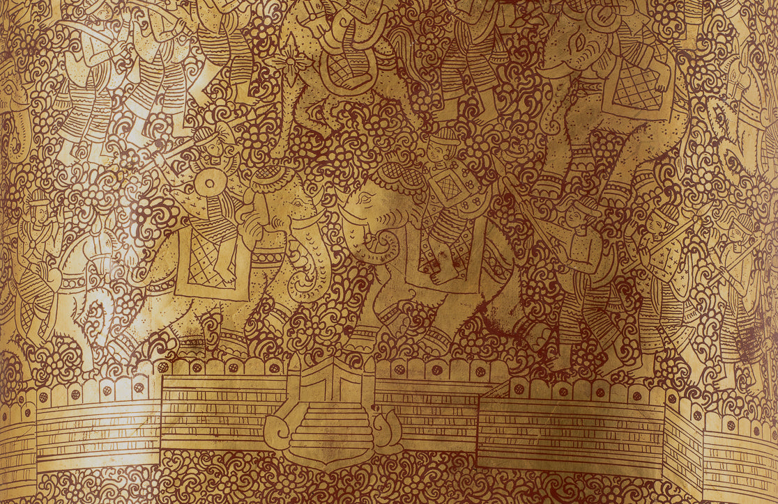 Antiguo titular de dinero de lacado birmano del siglo XIX - 34 cm/14 "de largo