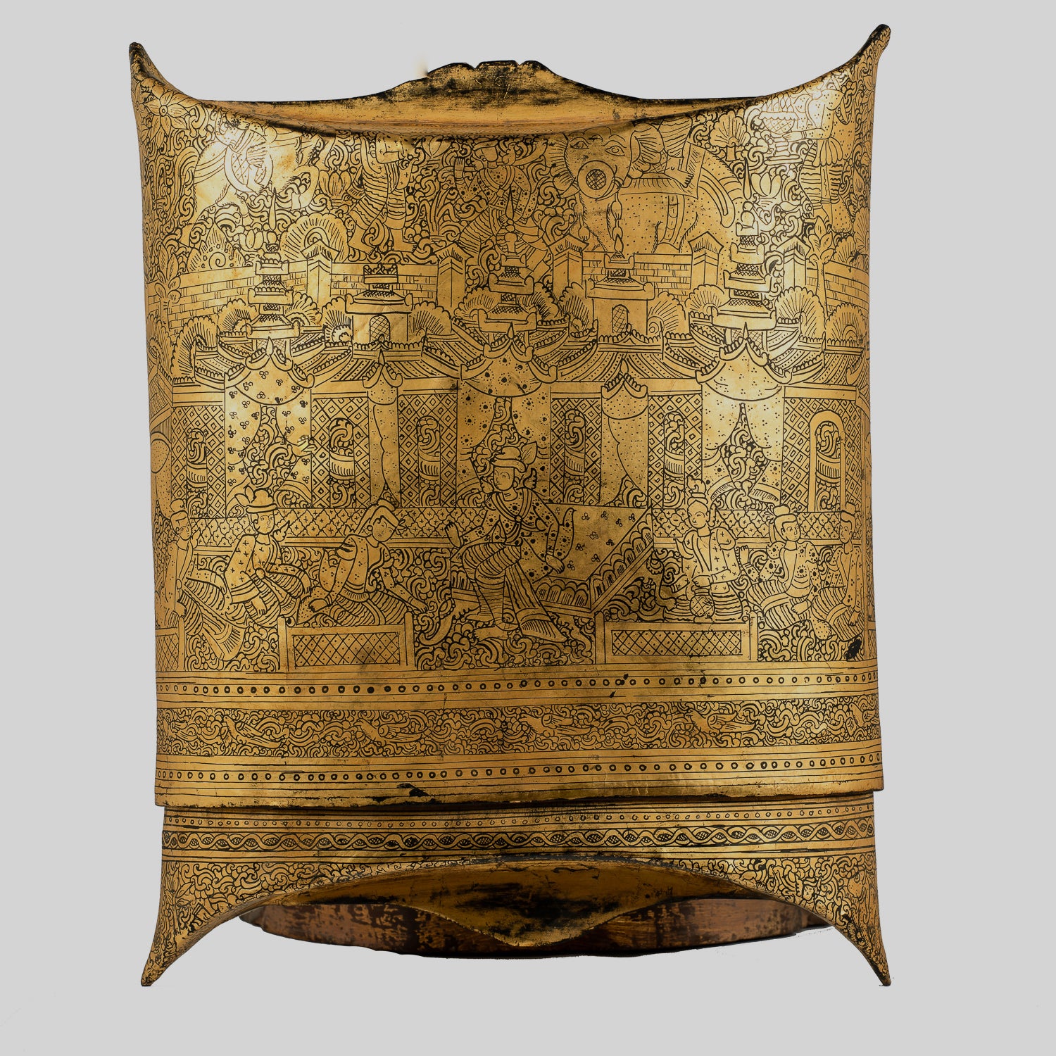 Antique 19th Century Burmese Lacquerware Money Holder - 33cm/13" Long