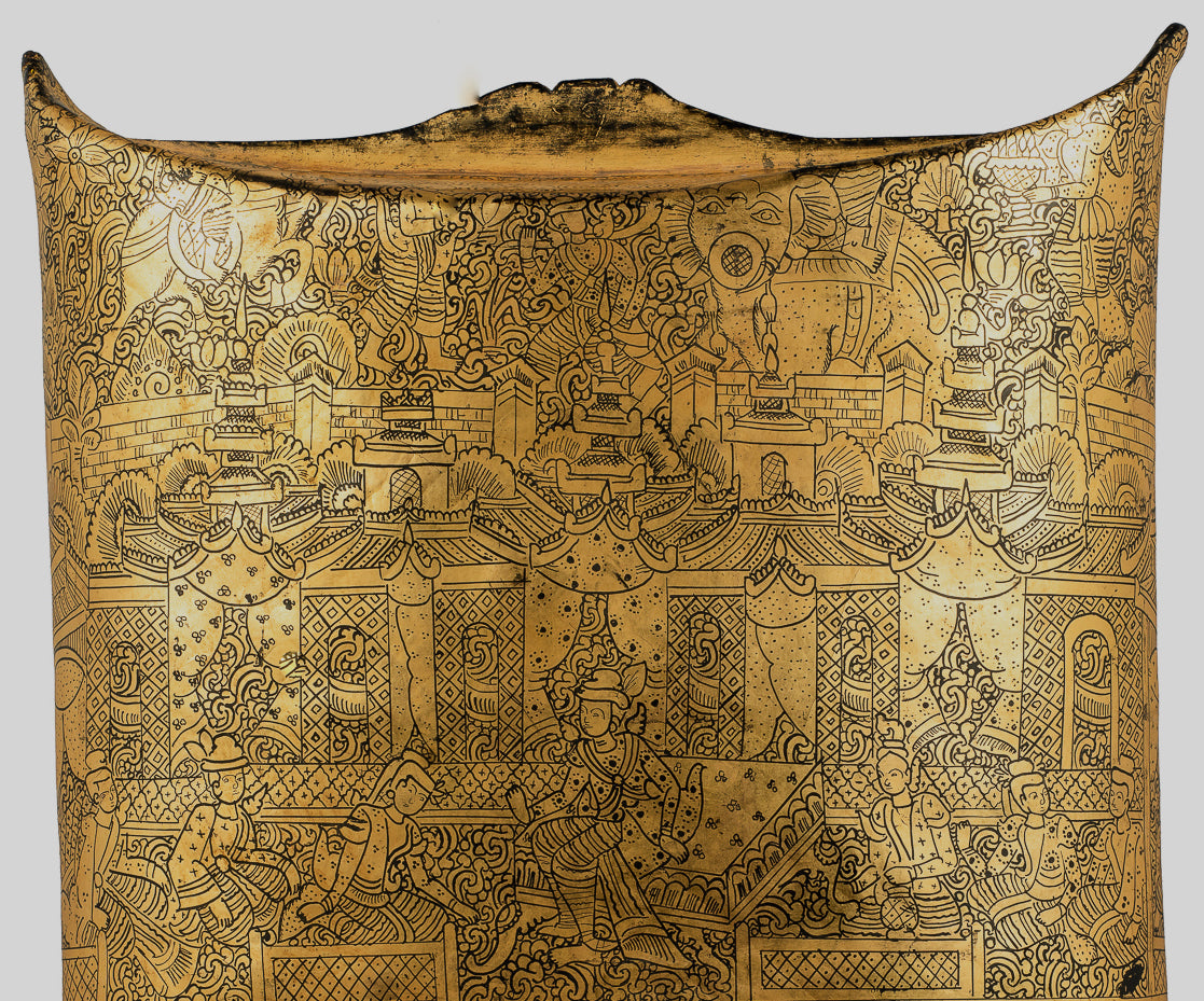 Antique 19th Century Burmese Lacquerware Money Holder - 33cm/13" Long