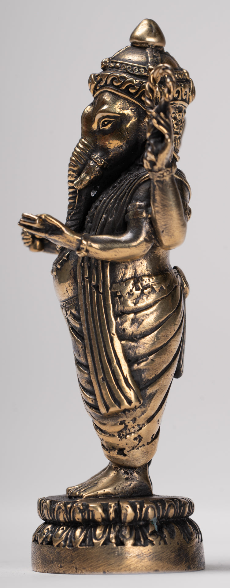 Ganesha Statue - Antique Thai Style Standing Black 4-Arm Ganesha Statue - 12cm/5"