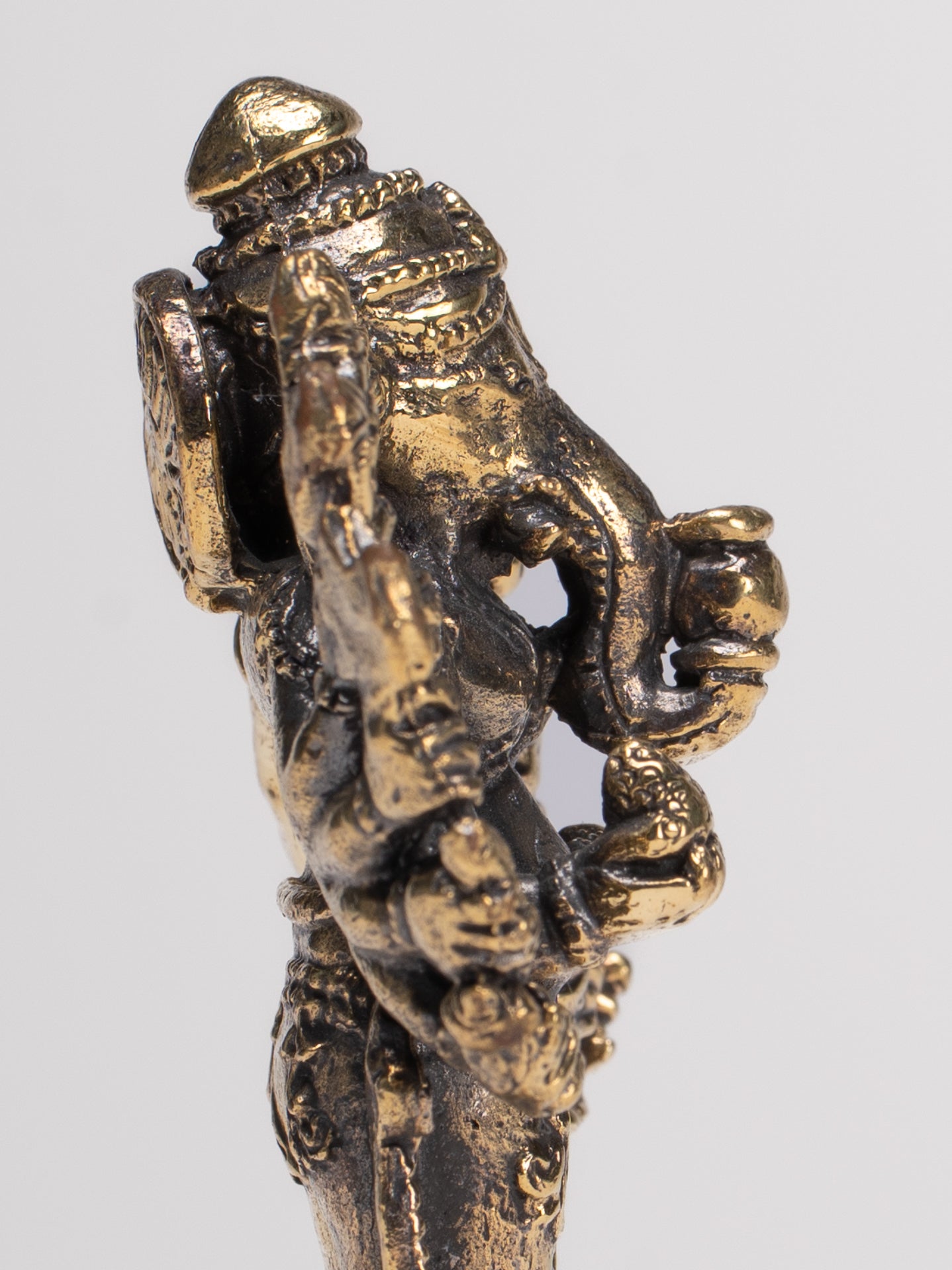 Antique Thai Style Standing Gold 8-Arm Vighna Ganapati Ganesha Statue - 7.5cm/3" 