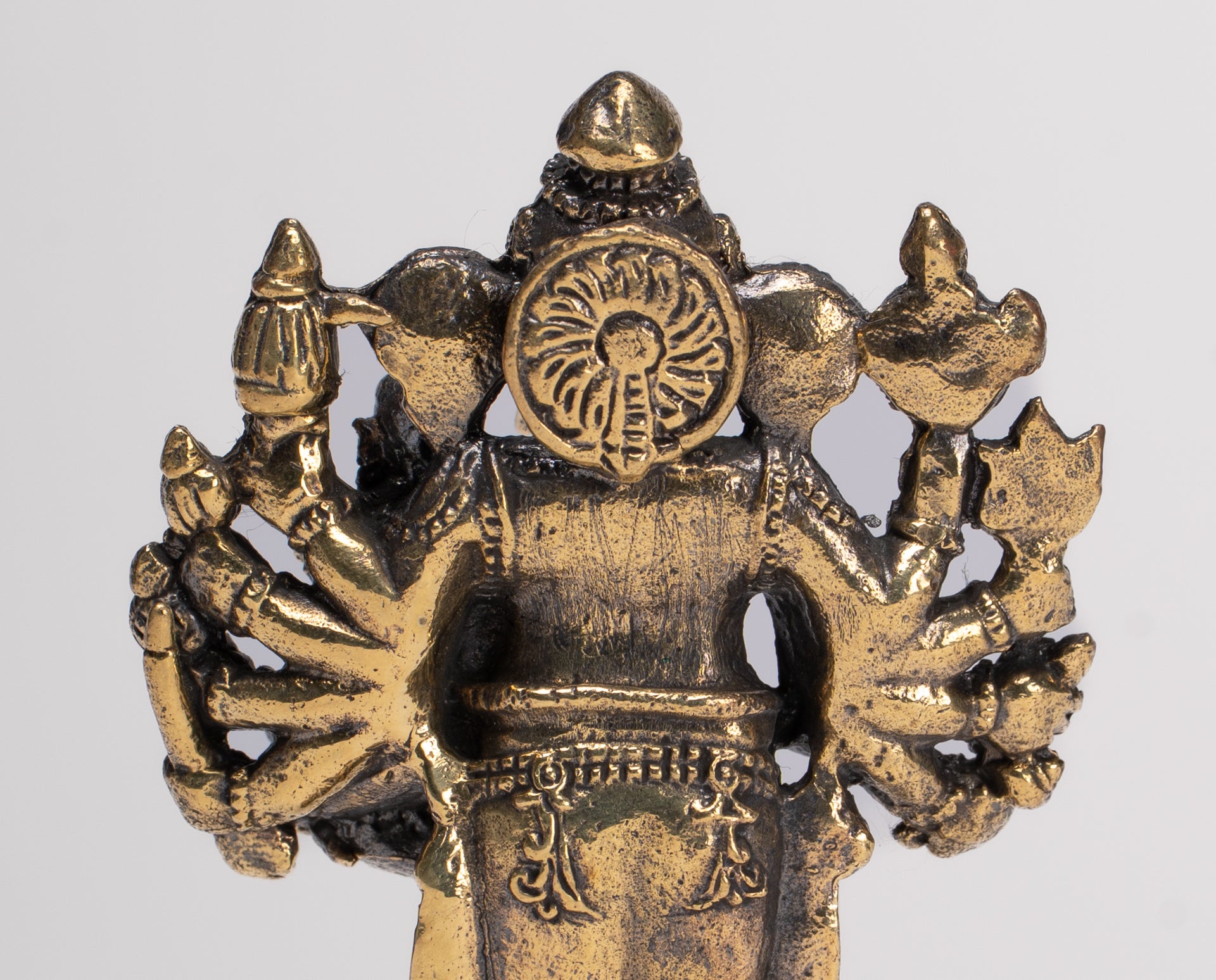 Antique Thai Style Standing Gold 8-Arm Vighna Ganapati Ganesha Statue - 7.5cm/3" 