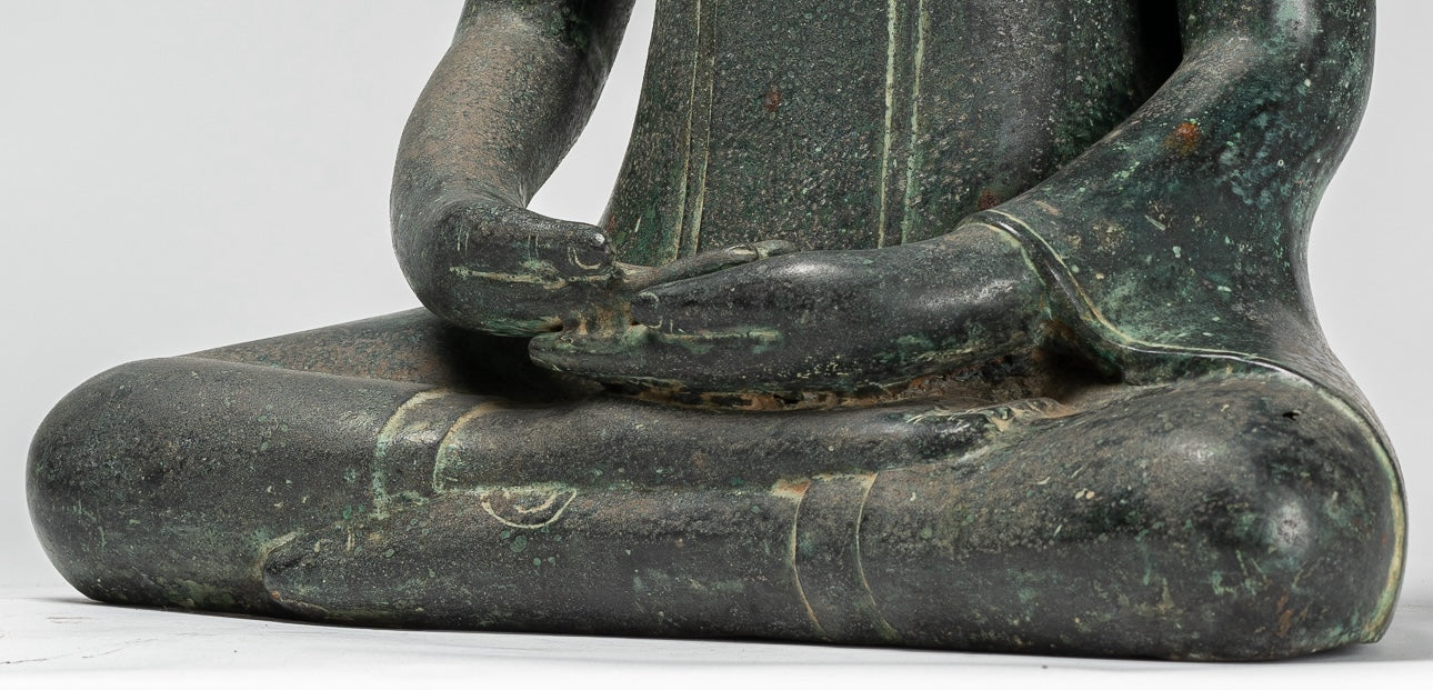 Buddha Statue - Antique Khmer Style Bronze Seated Amitabha Meditation Buddha Statue - 50cm/20"