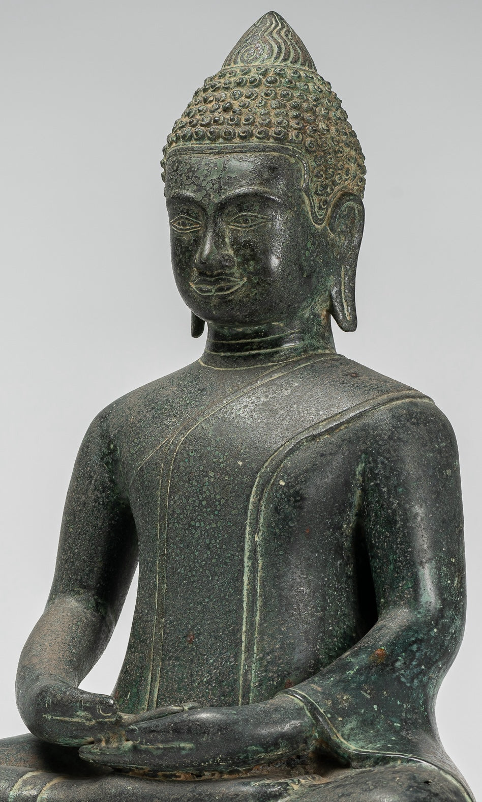 Buddha Statue - Antique Khmer Style Bronze Seated Amitabha Meditation Buddha Statue - 50cm/20"