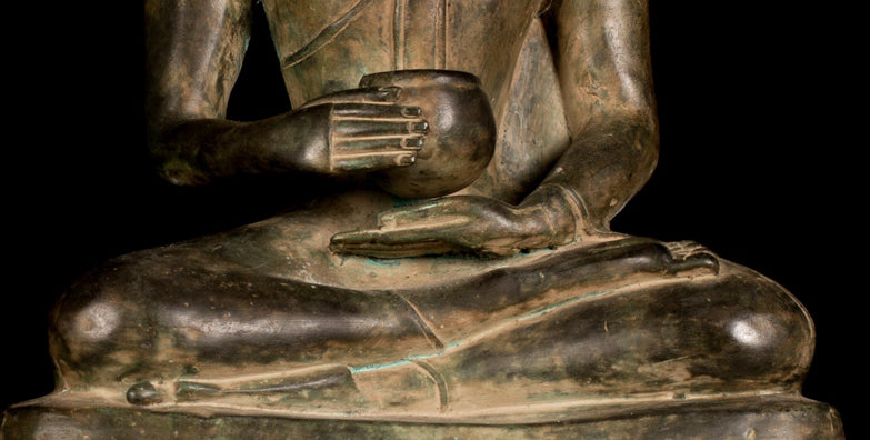 Statue Buddha -Antique Laos Bronze Charity Gautama Statue Buddha - 64 cm/25 "