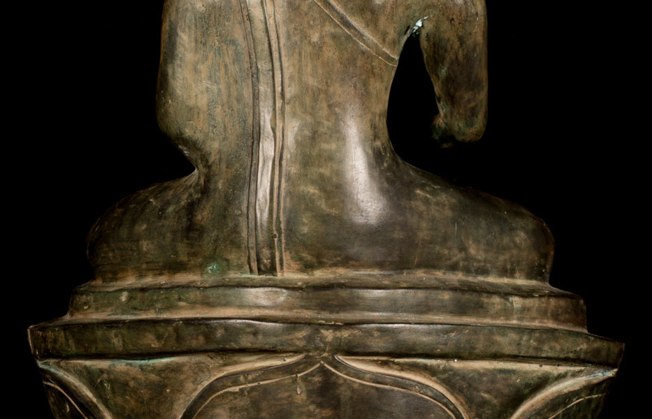 Statue Buddha -Antique Laos Bronze Charity Gautama Statue Buddha - 64 cm/25 "