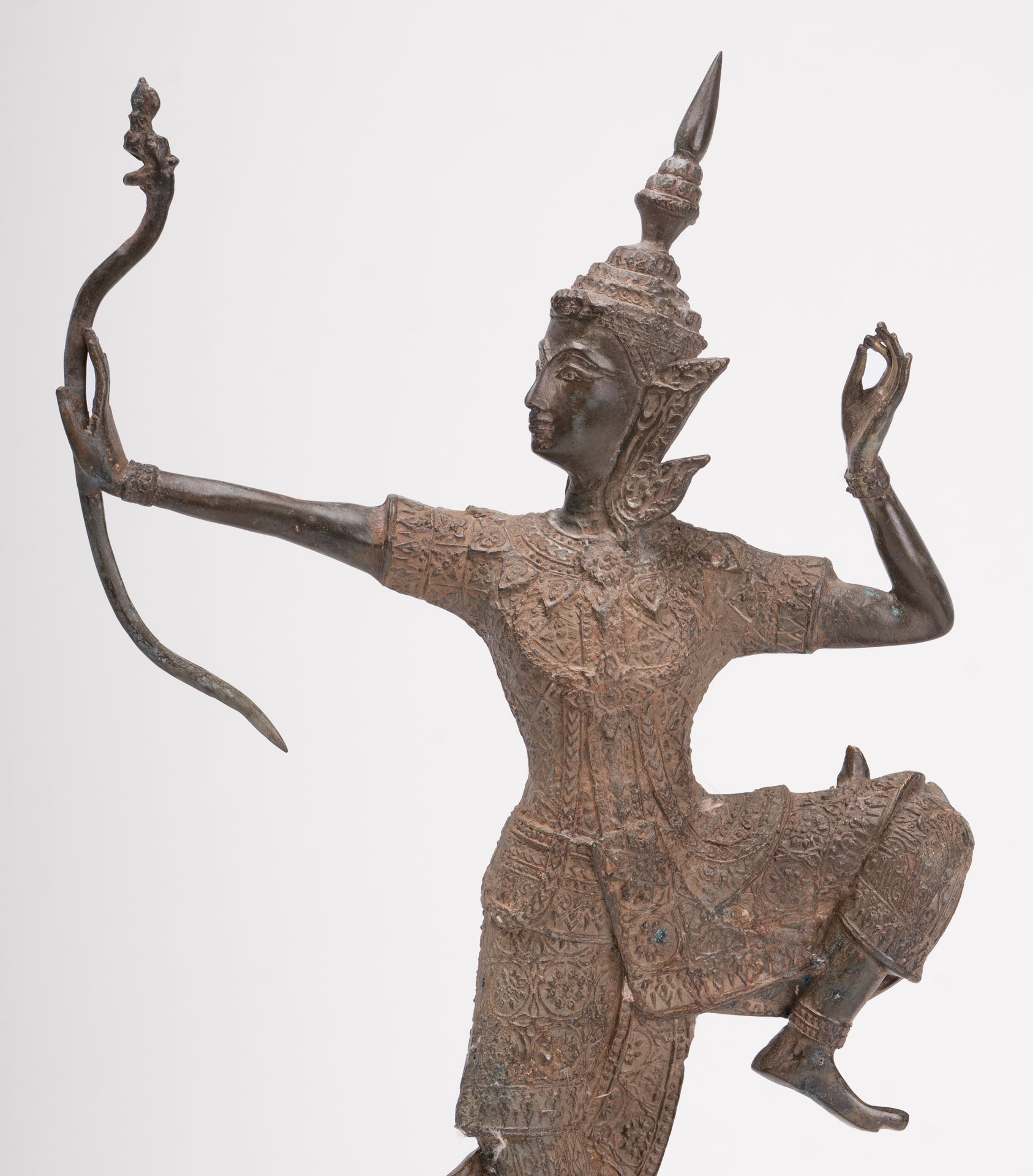 Rama Statue - Antique Thai Style Bronze Thai Rama - Avatar of Vishnu - 37cm/15"