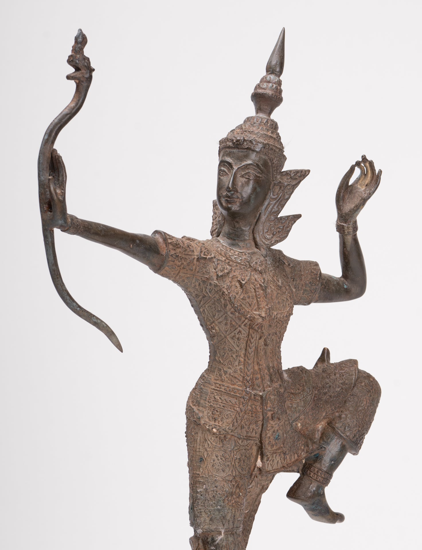 Rama Statue - Antique Thai Style Bronze Thai Rama - Avatar of Vishnu - 37cm/15"