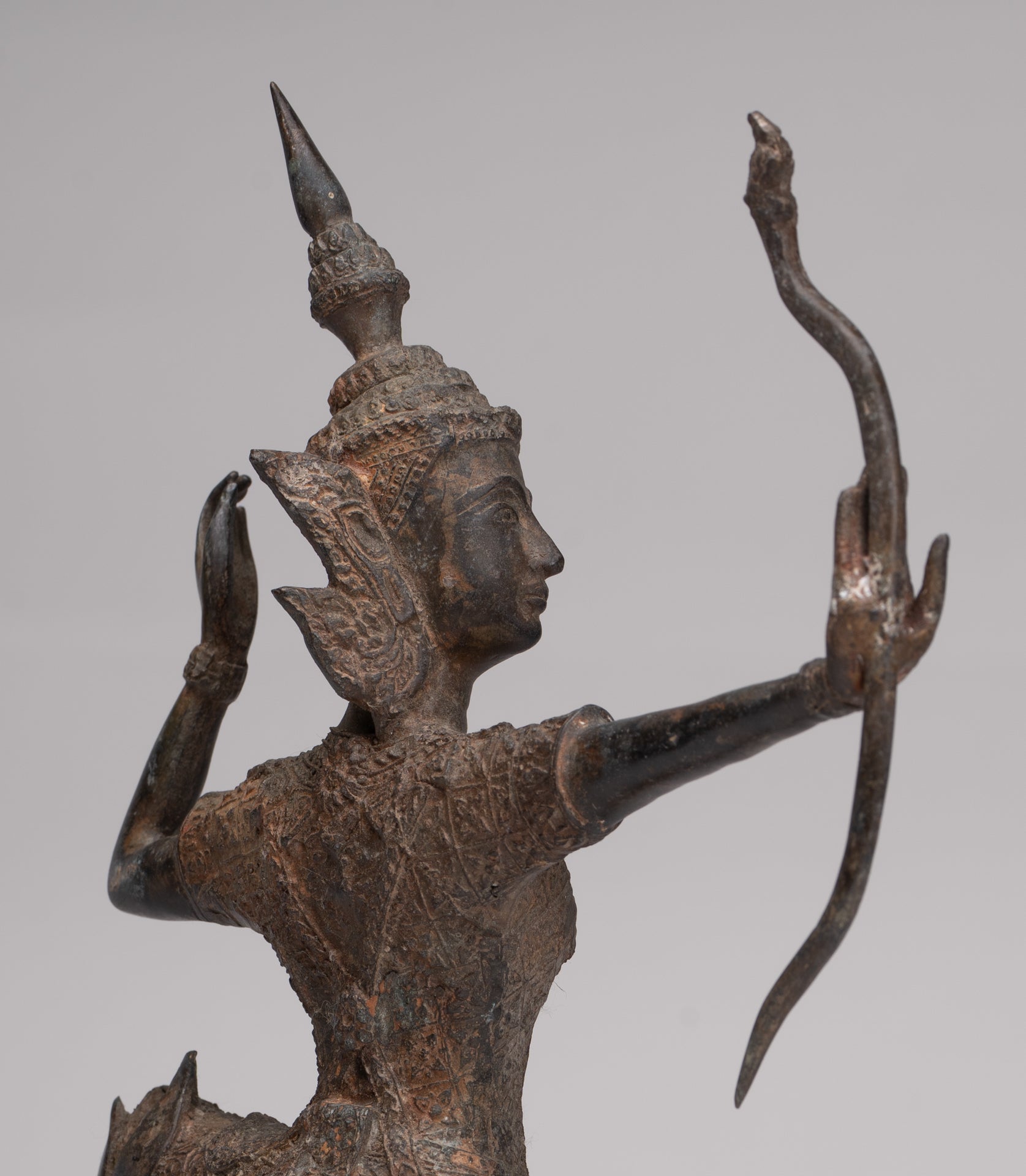 Rama Statue - Antique Thai Style Bronze Thai Rama - Avatar of Vishnu - 37cm/15"