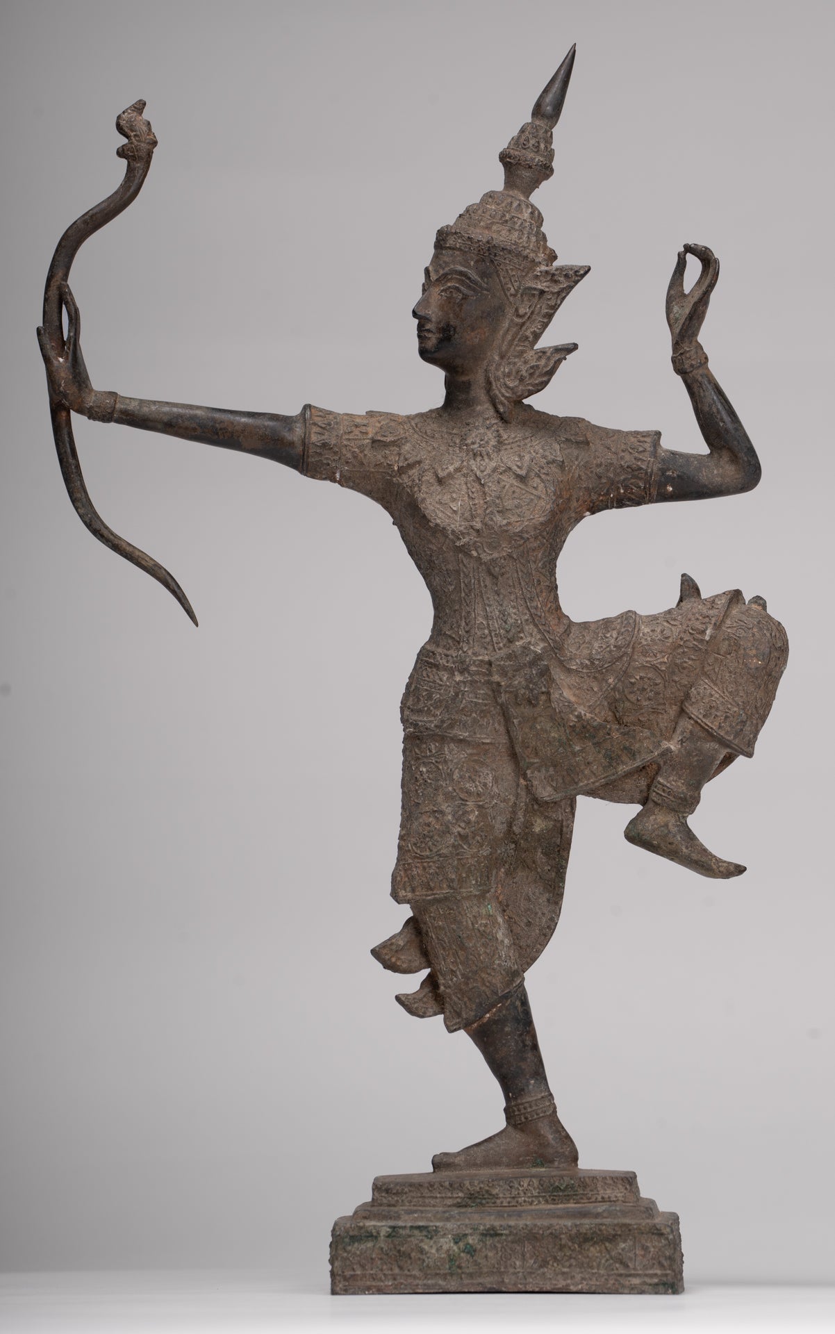 Rama Statue - Antique Thai Style Bronze Thai Rama - Avatar of Vishnu - 37cm/15"