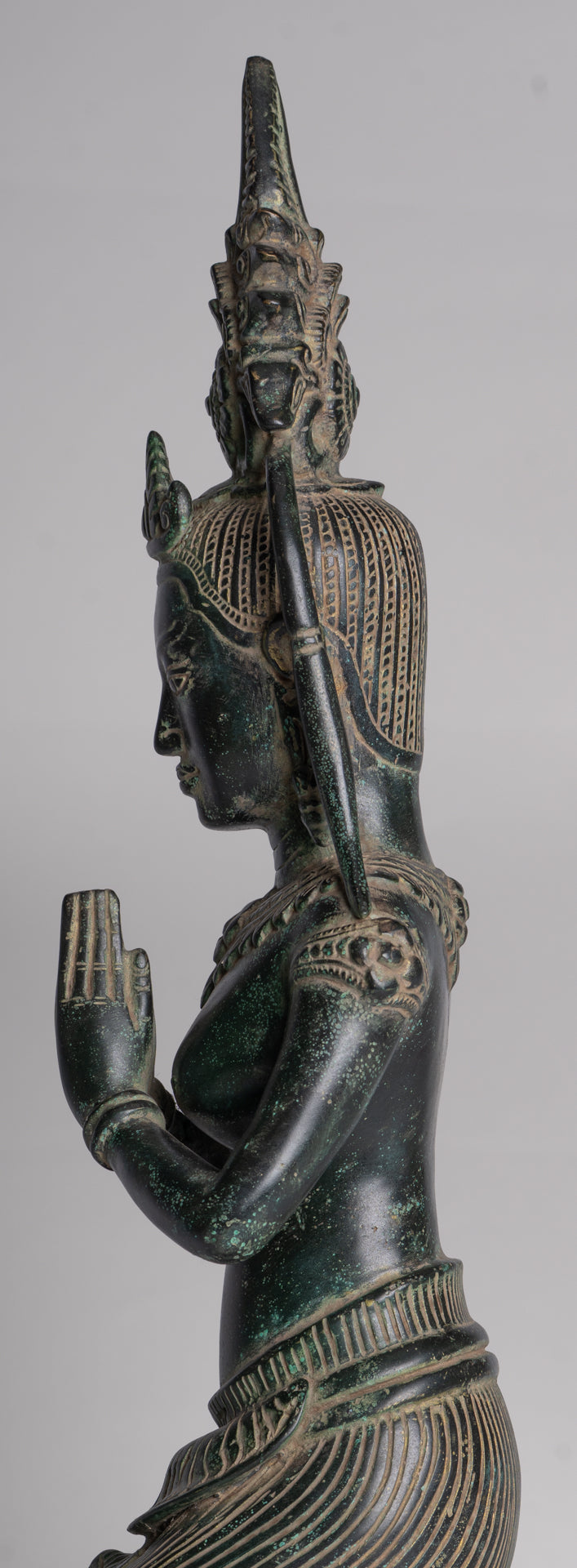 Apsara Statue - Antique Khmer Style Angkor Wat Bronze Adoration Apsara or Angel - 45cm/18"