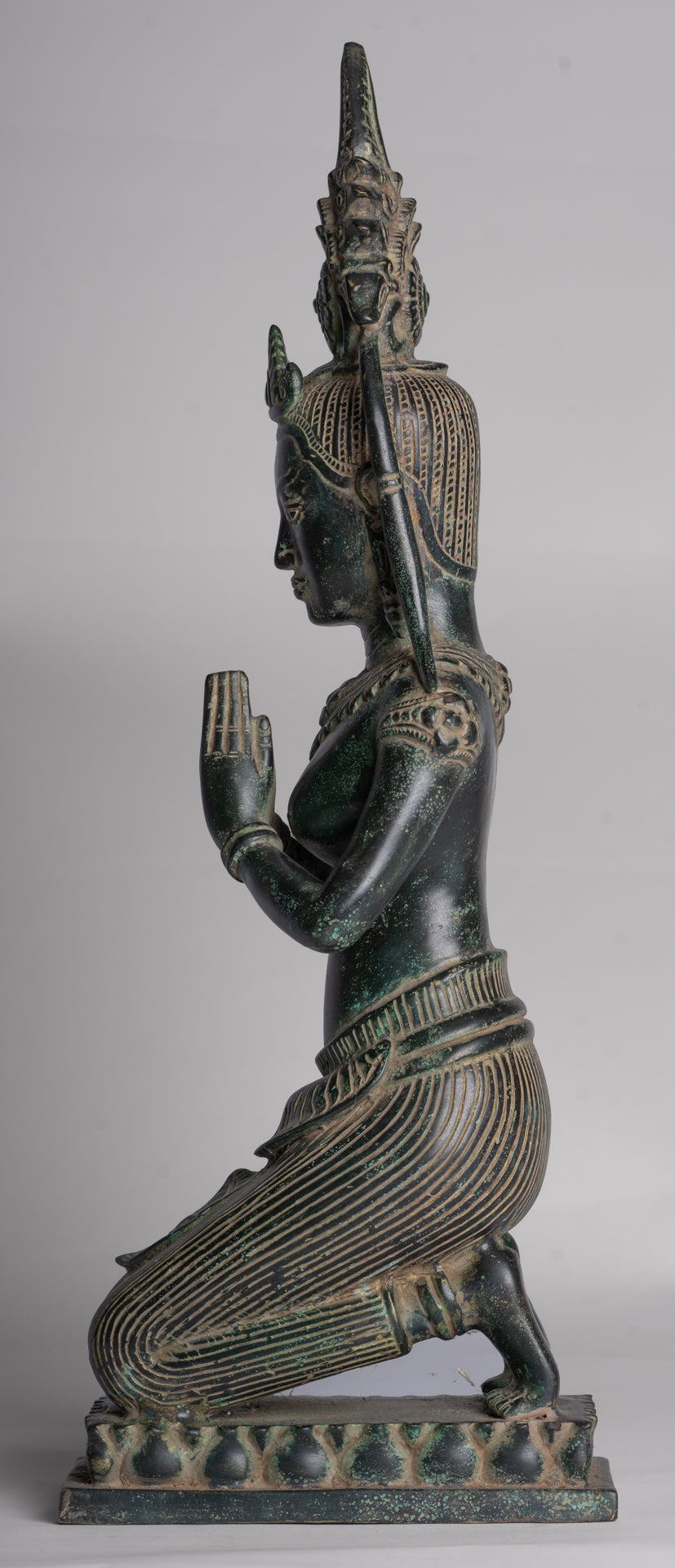 Apsara Statue - Antique Khmer Style Angkor Wat Bronze Adoration Apsara or Angel - 45cm/18"