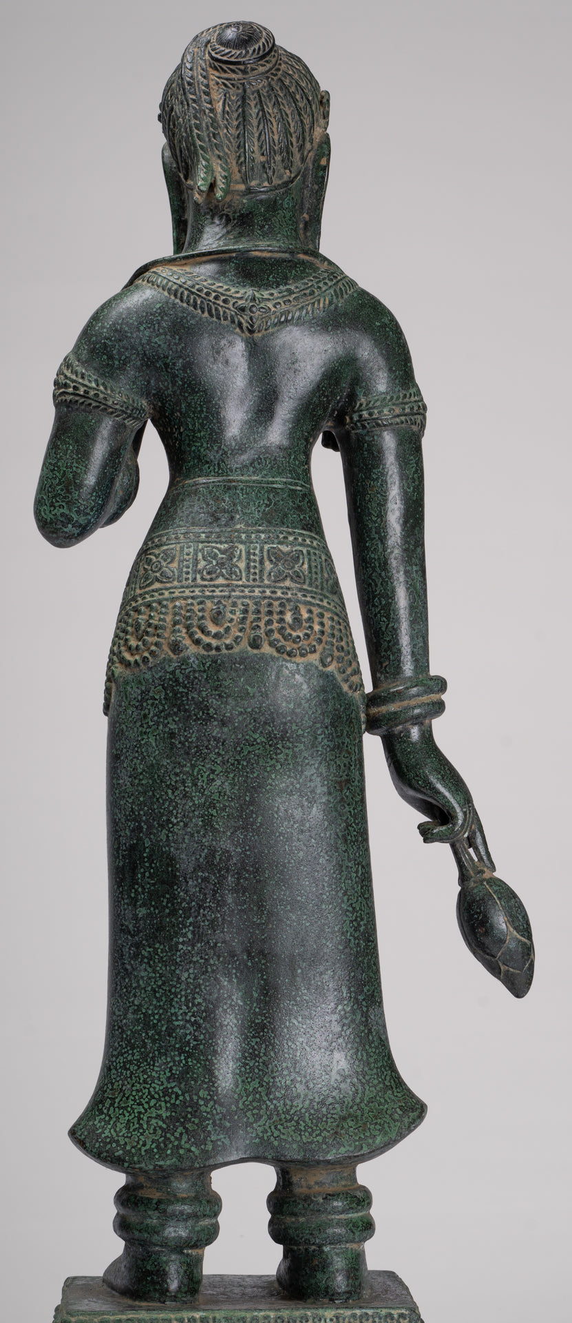 Antique Khmer Style Bronze Banteay Srei Style Standing Devatas - 69cm/28"