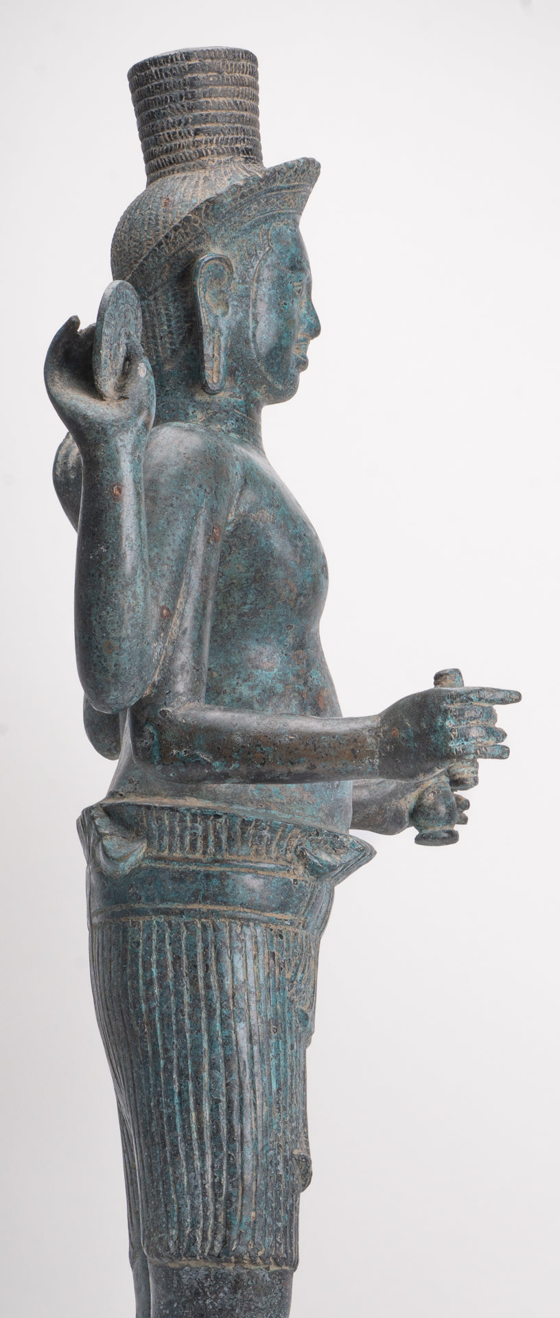 Antique Khmer Style Bronze Koh Ker Standing Vishnu Statue - 84cm/34"