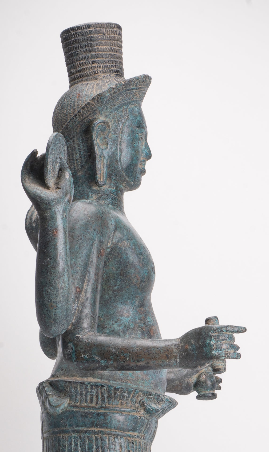 Antique Khmer Style Bronze Koh Ker Standing Vishnu Statue - 84cm/34"