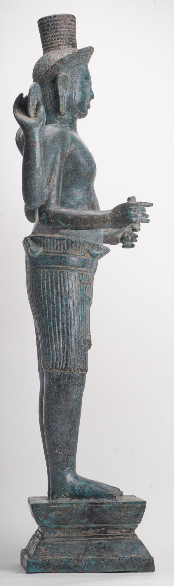 Antique Khmer Style Bronze Koh Ker Standing Vishnu Statue - 84cm/34"