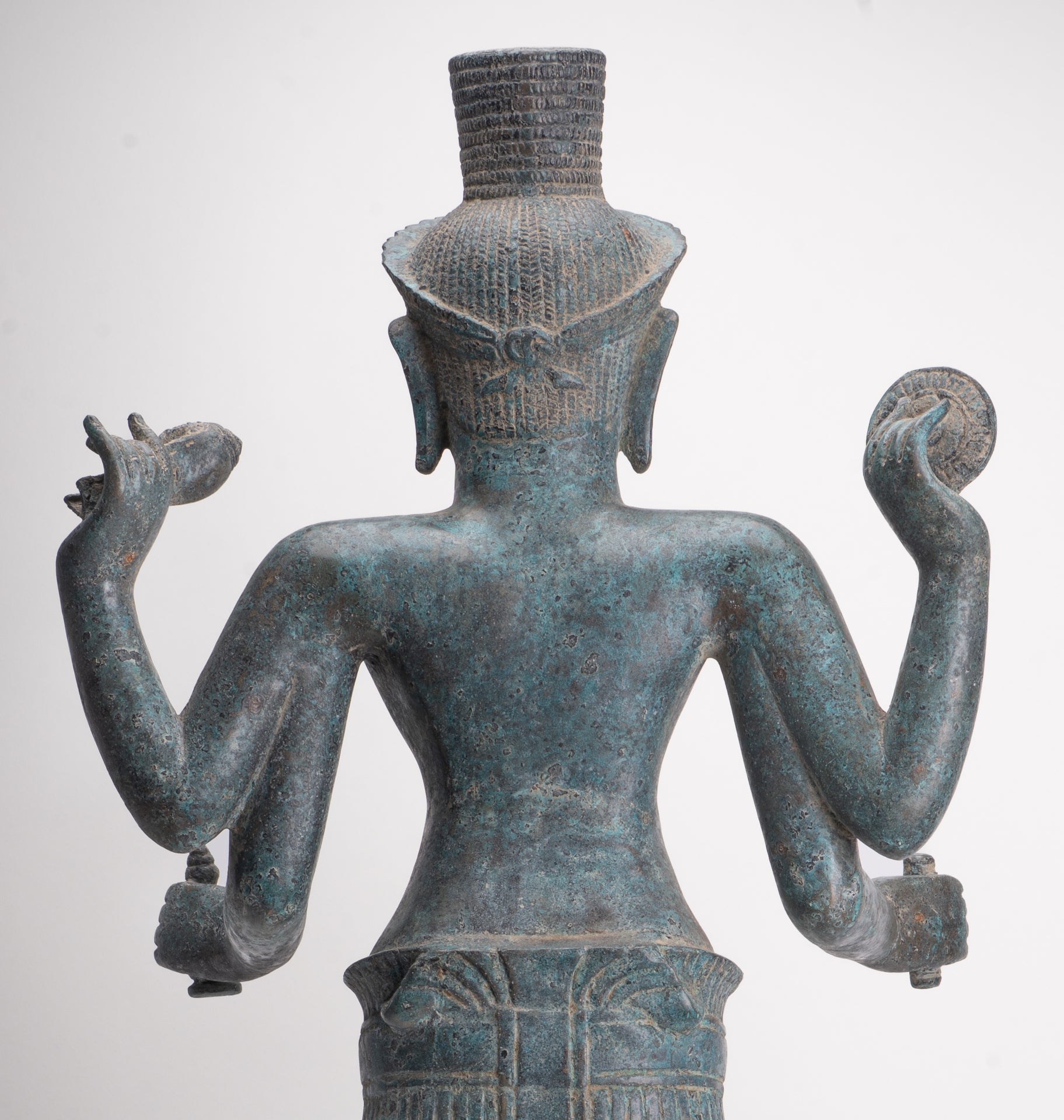 Antique Khmer Style Bronze Koh Ker Standing Vishnu Statue - 84cm/34"