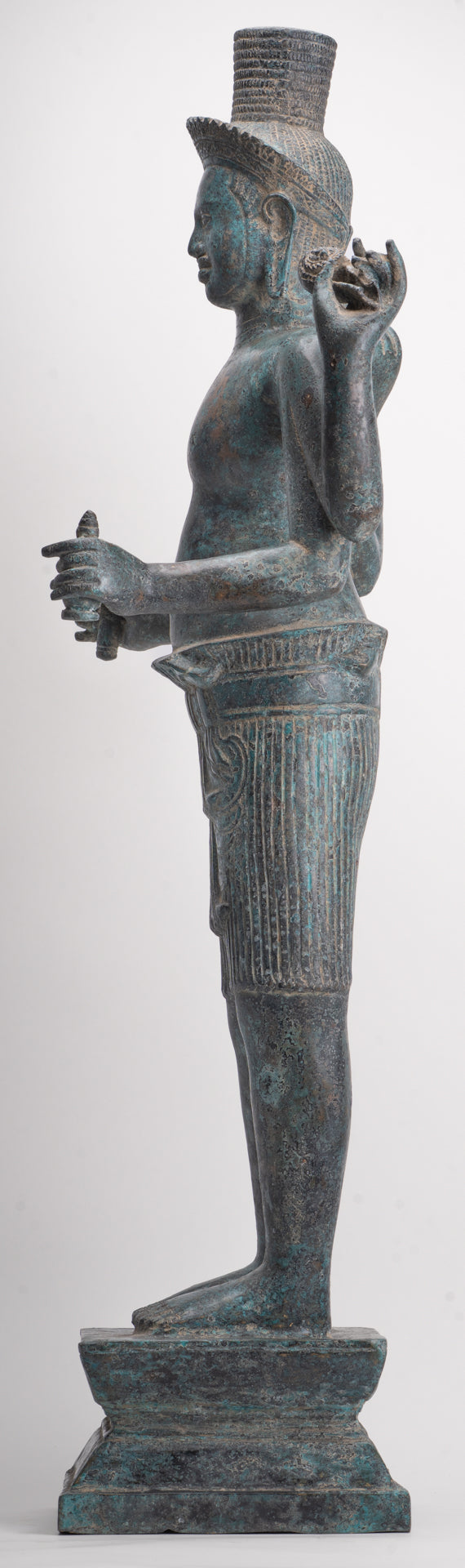 Antique Khmer Style Bronze Koh Ker Standing Vishnu Statue - 84cm/34"
