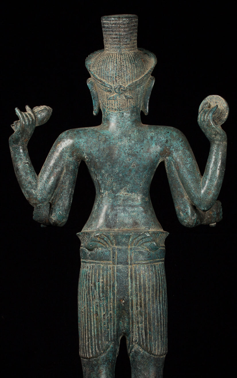 Vishnu - Antique Khmer Style Bronze Koh Ker Standing Vishnu Statue - 82cm/32 "