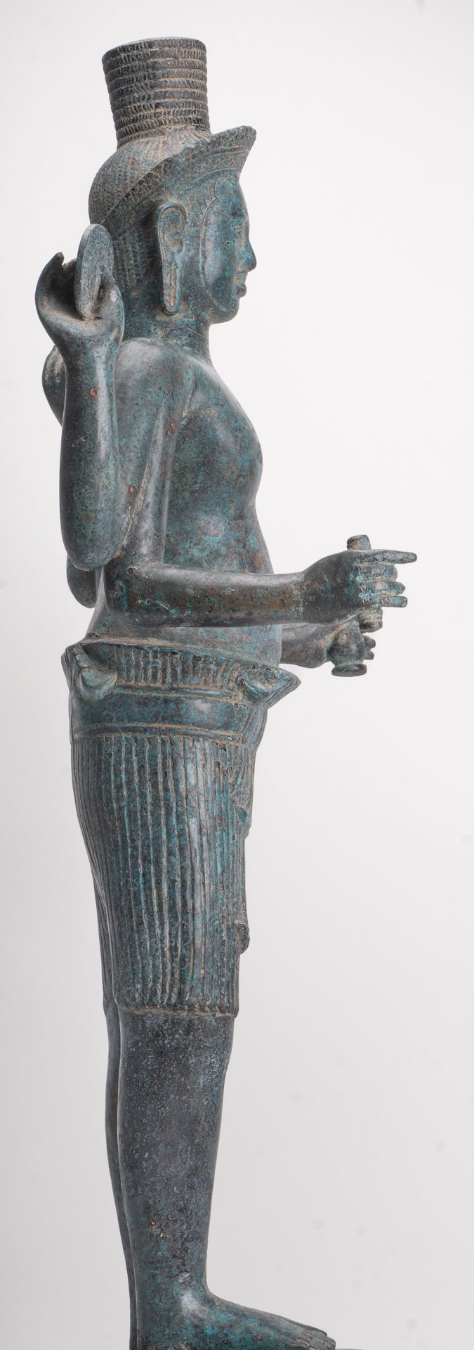 Antique Khmer Style Bronze Koh Ker Standing Vishnu Statue - 84cm/34"