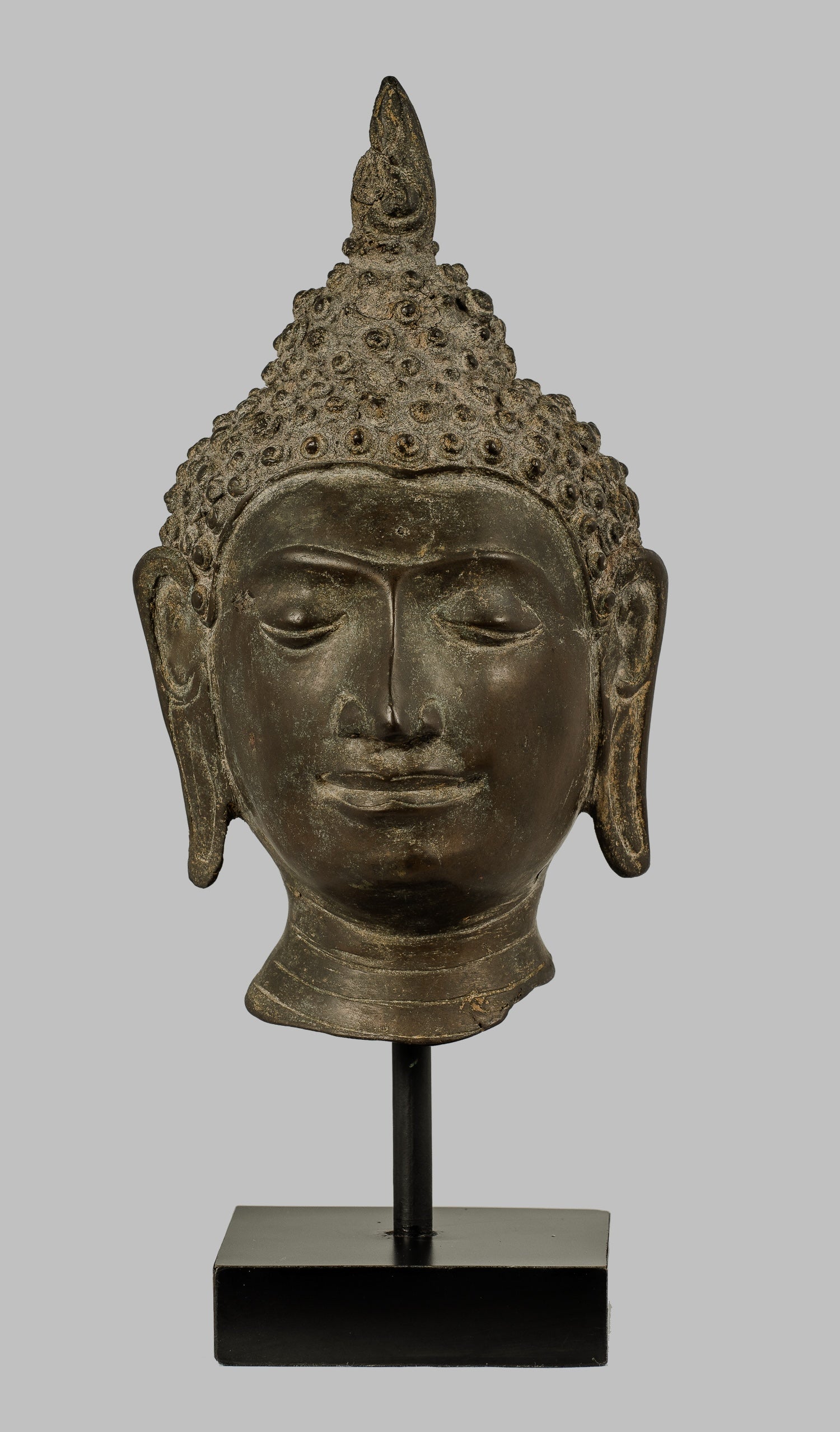 Antique Buddha Statue - Statue della testa del Buddha montata Chiang del 18 ° secolo - 30 cm/12 "