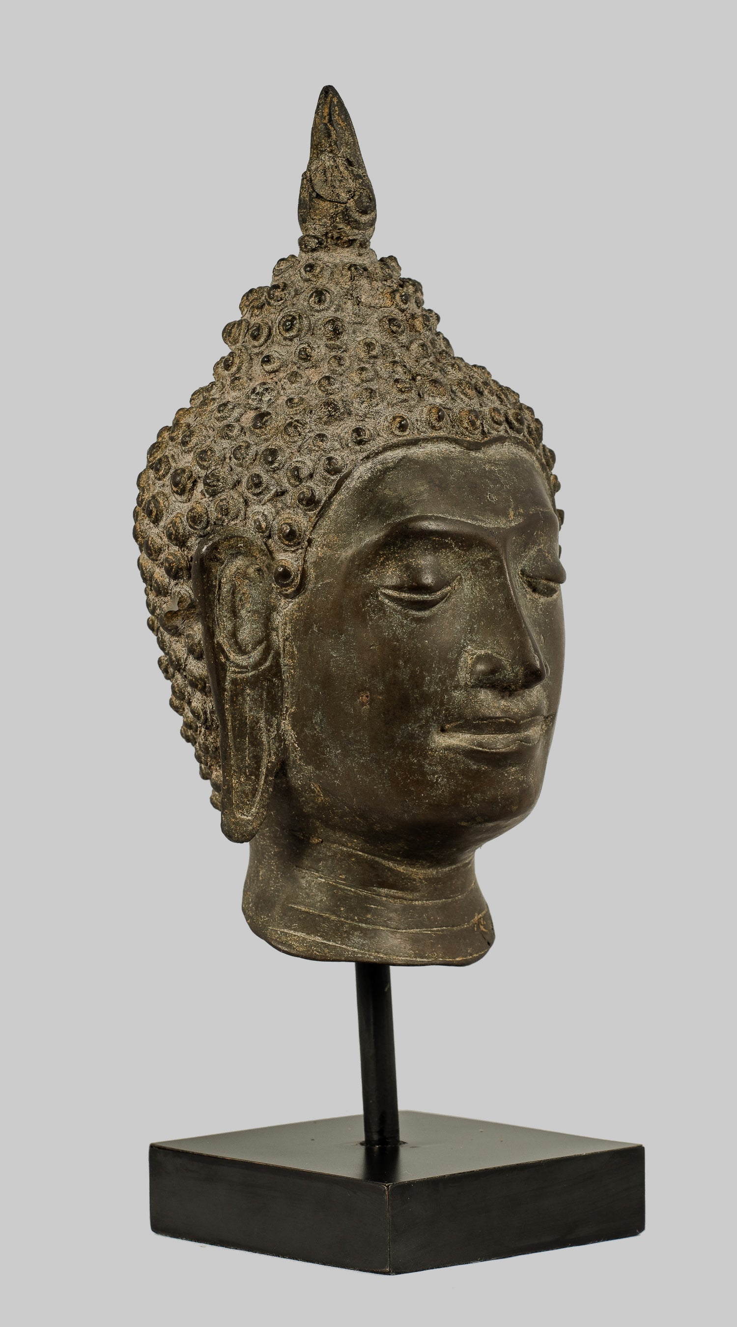 Antique Buddha Statue - Statue della testa del Buddha montata Chiang del 18 ° secolo - 30 cm/12 "