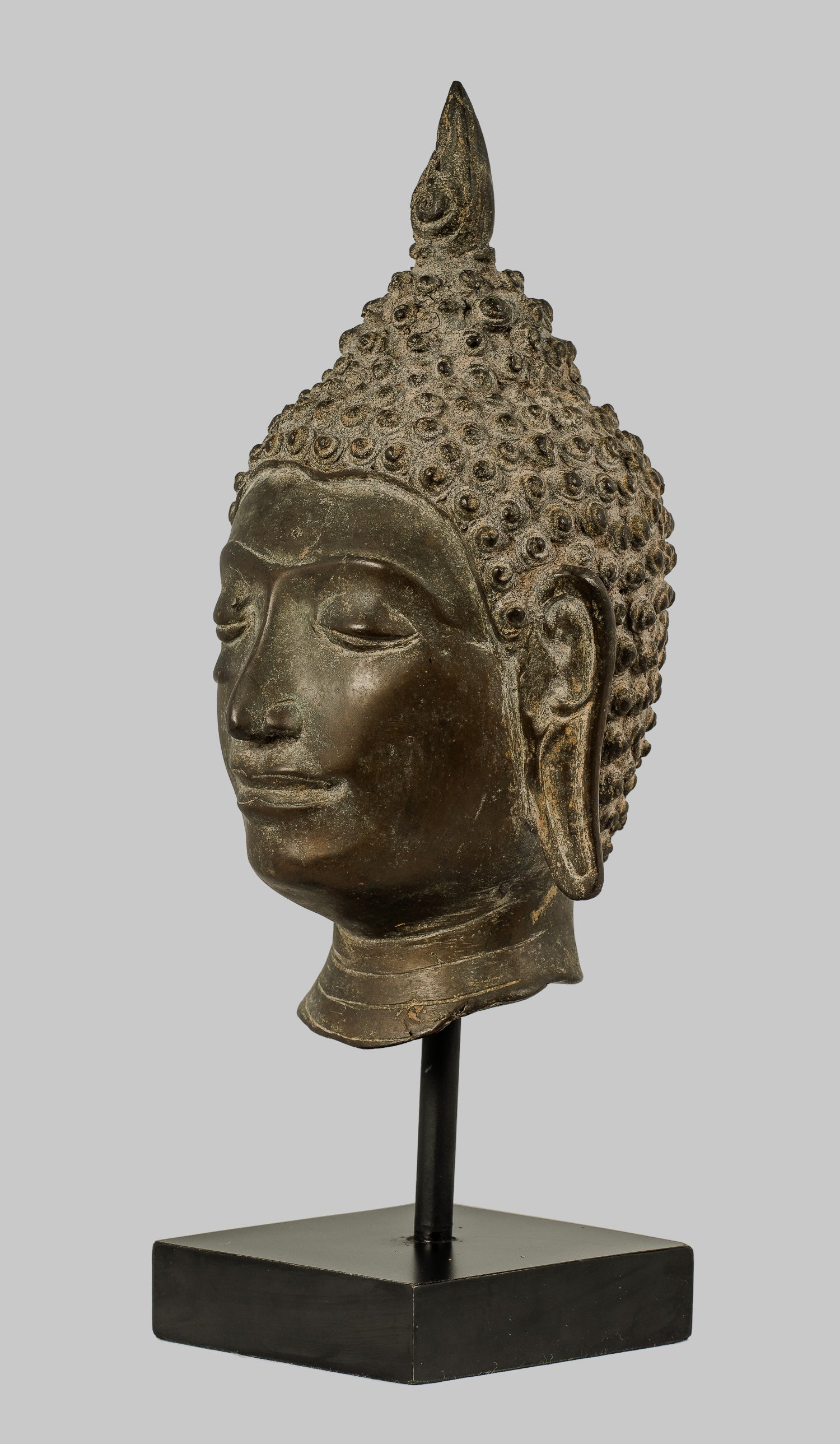 Antique Buddha Statue - Statue della testa del Buddha montata Chiang del 18 ° secolo - 30 cm/12 "