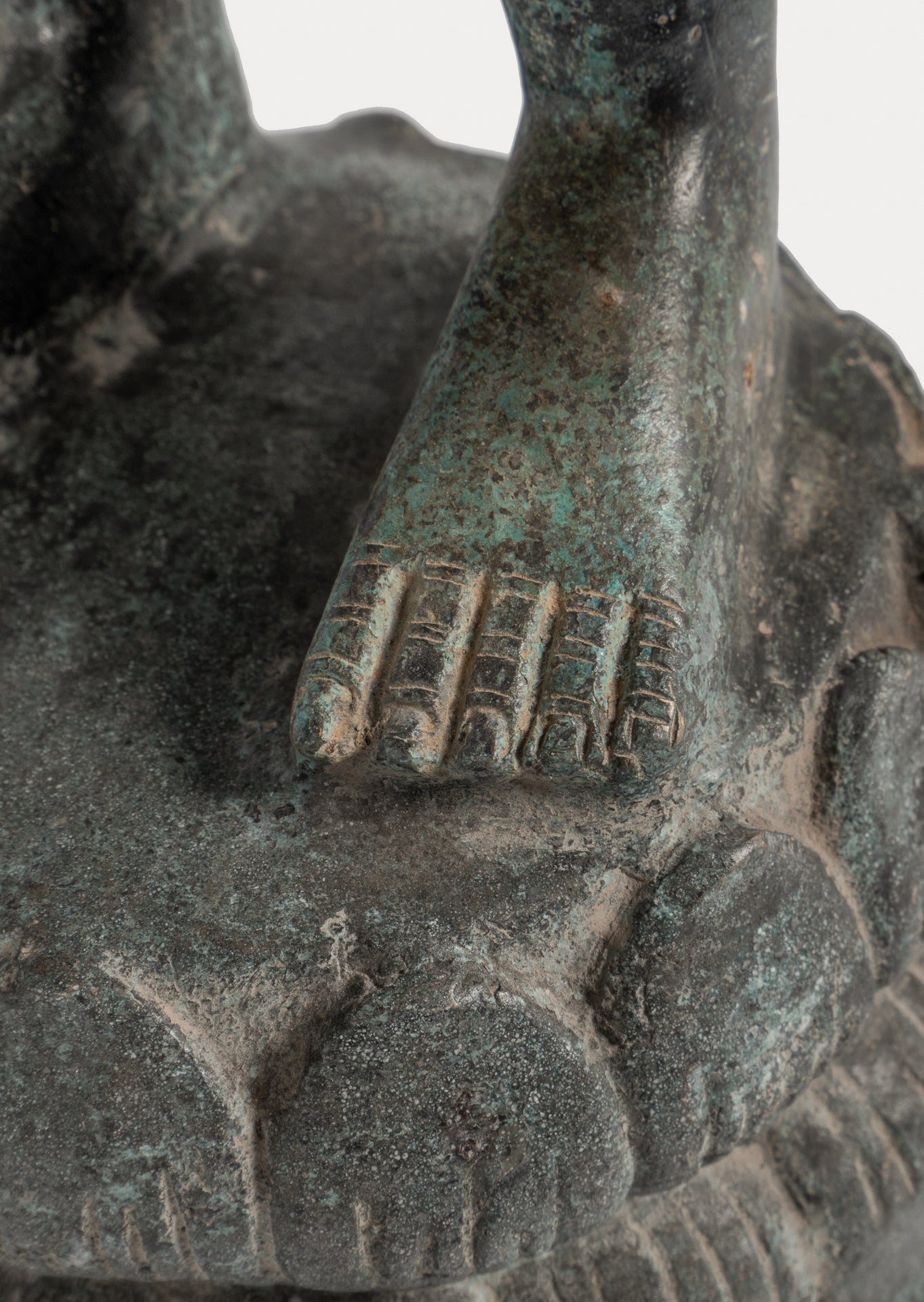 Antique Thai Style Bronze Buddha in Dharmachakra Teaching Mudra - 84cm/34"