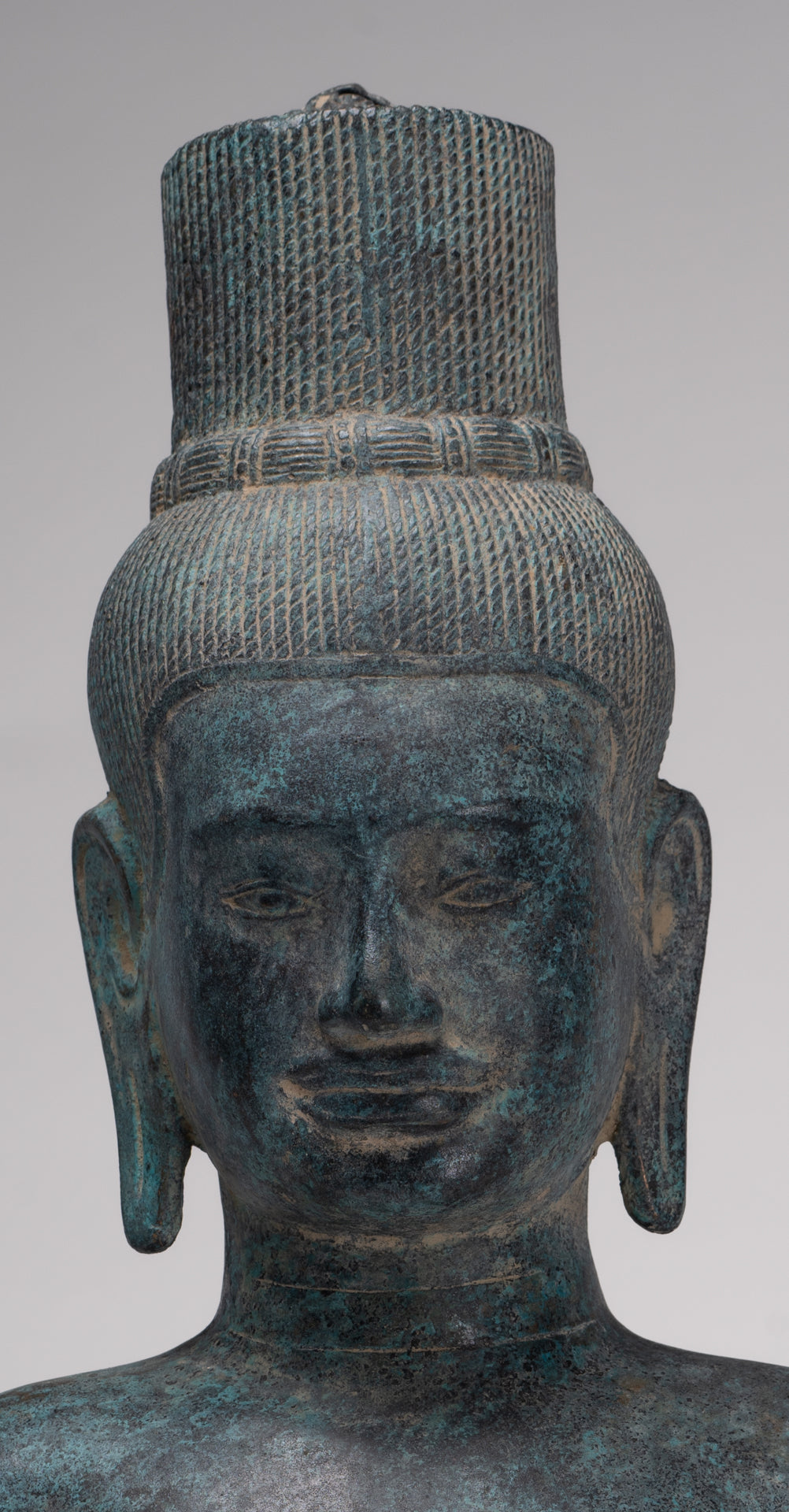 Vishnu Statue - Antique Khmer Style Bronze Koh Ker Style Vishnu Torso Statue - 47cm/19"