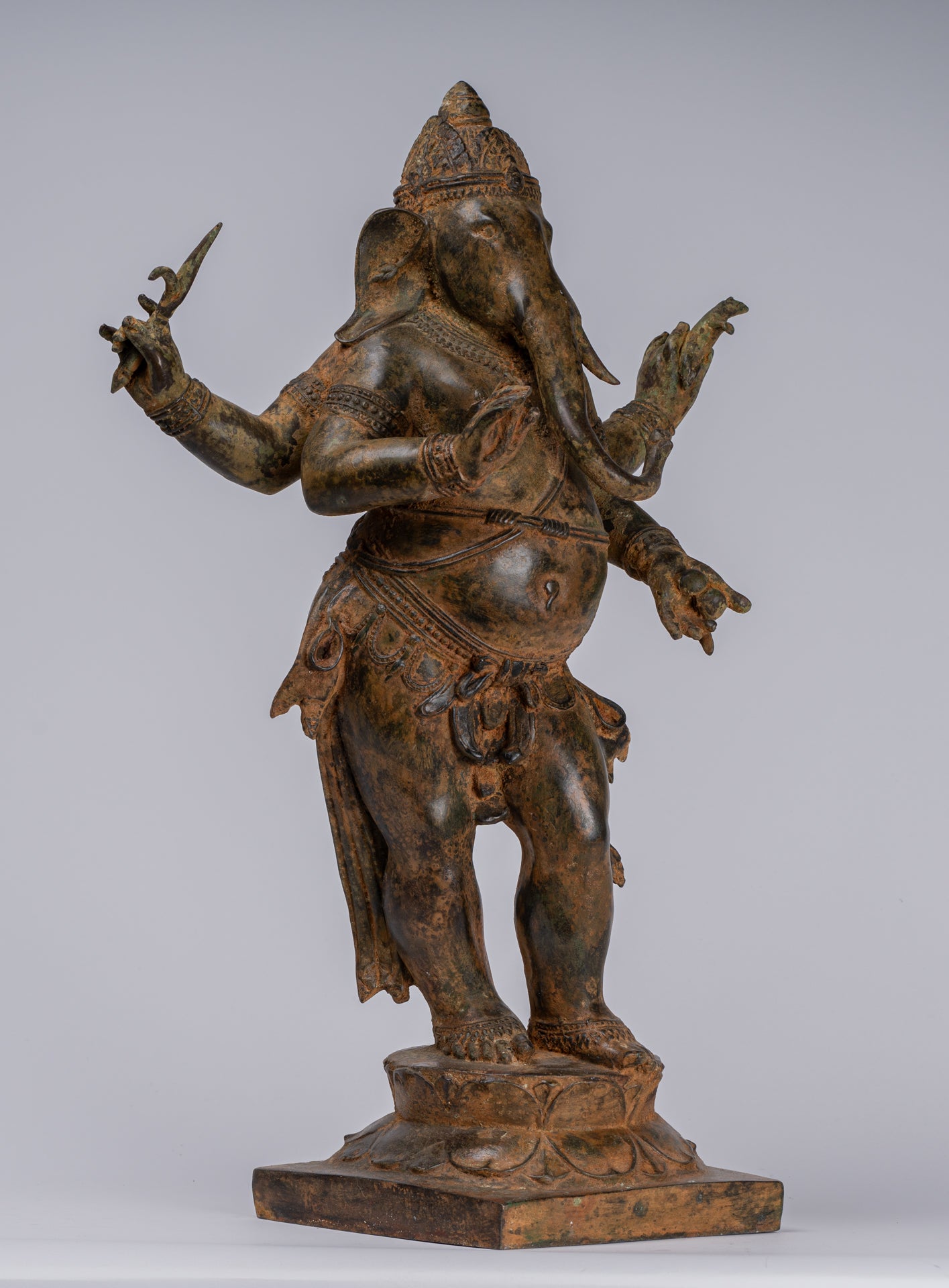 Ganesha Statue - Antique Chola Style Bronze Standing Ganesh Statue - 62cm/25"