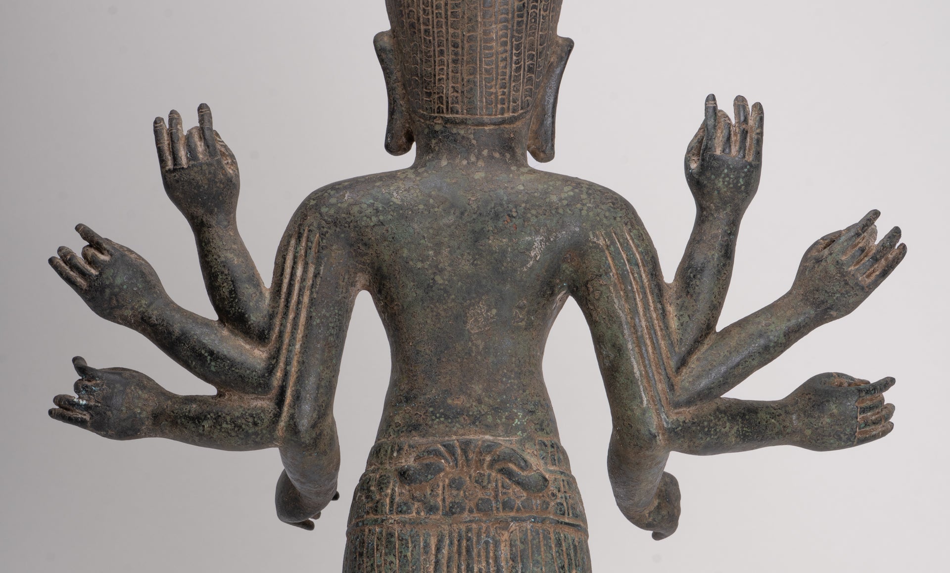 Antique Khmer Style Bronze Bayon Style Lokeshvara Statue - 55cm/22"
