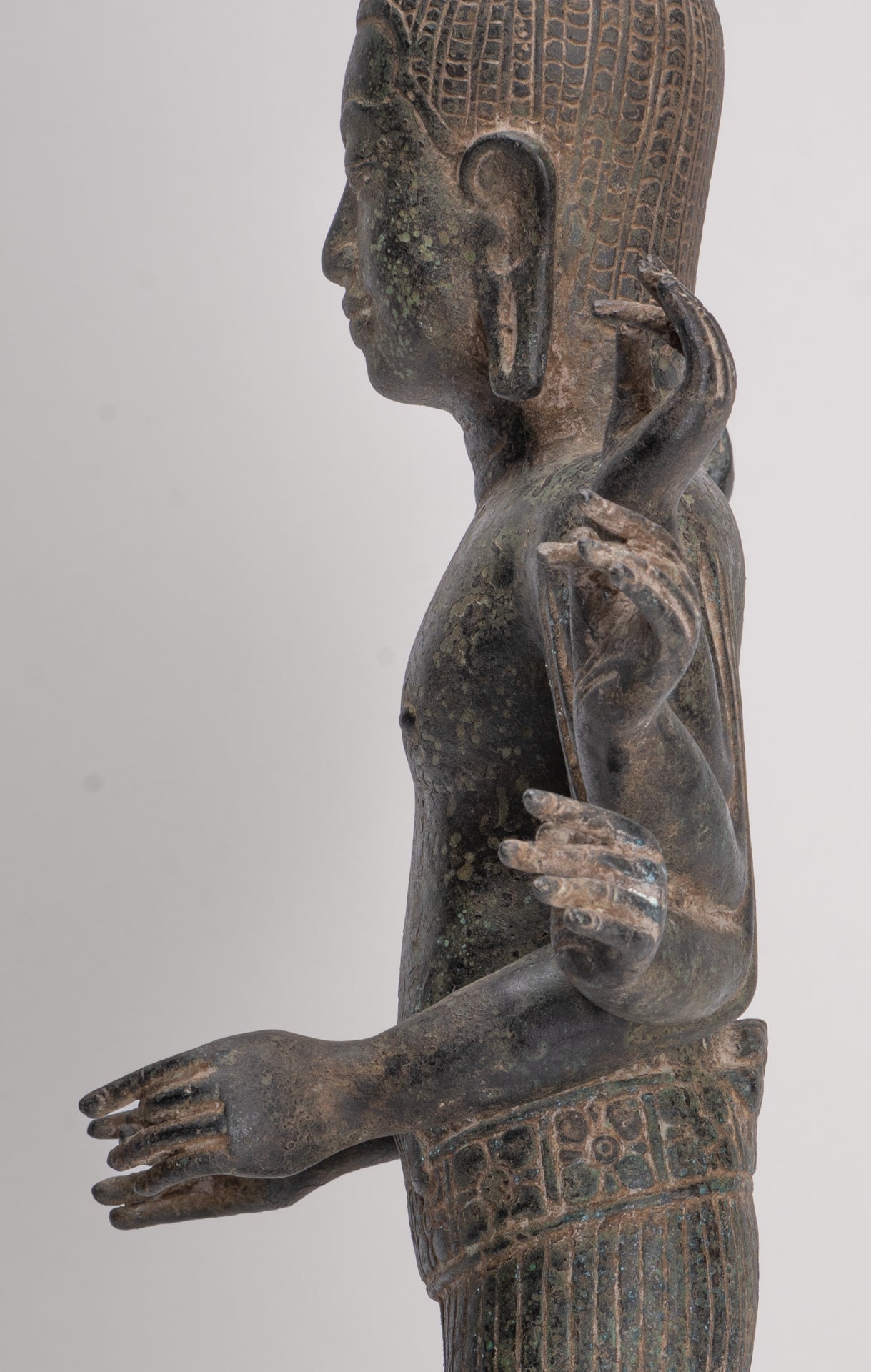 Antique Khmer Style Bronze Bayon Style Lokeshvara Statue - 55cm/22"