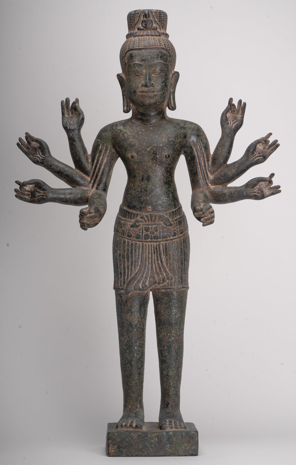 Antique Khmer Style Bronze Bayon Style Lokeshvara Statue - 55cm/22"