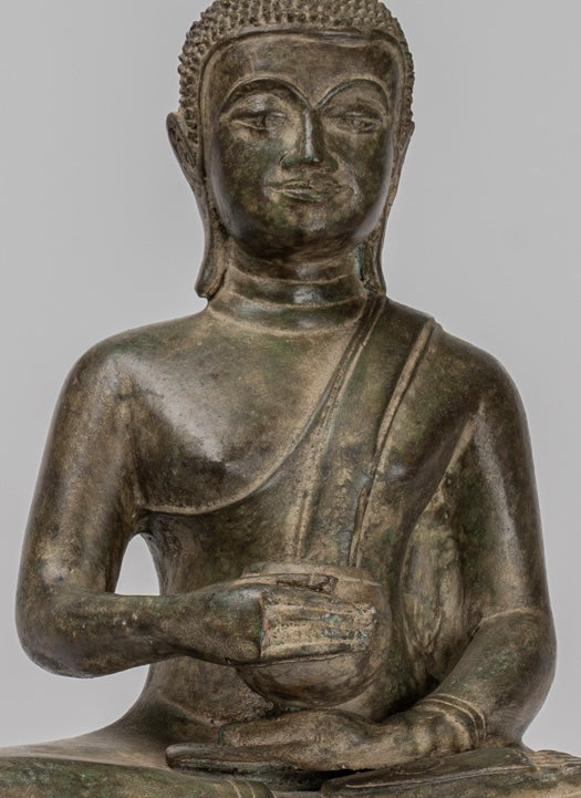 Statue de Bouddha - Antique assis Laos Style Bronze Charity Gautama Bouddha  Statue - 57 cm / 23  – HD Asian Art