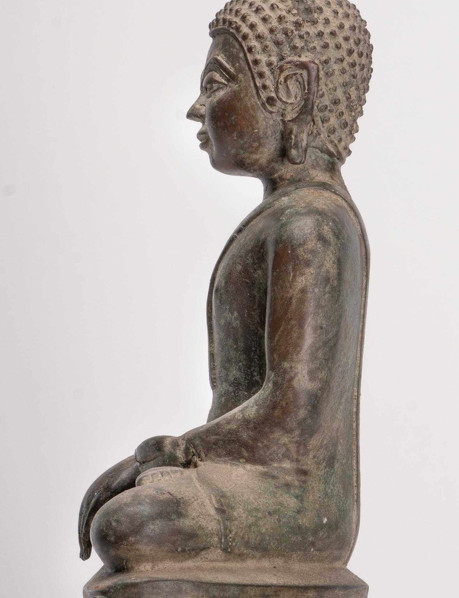 Buddha - Antique Laos Style Seated Bronze Enlightenment Buddha Statue - 54cm/22"