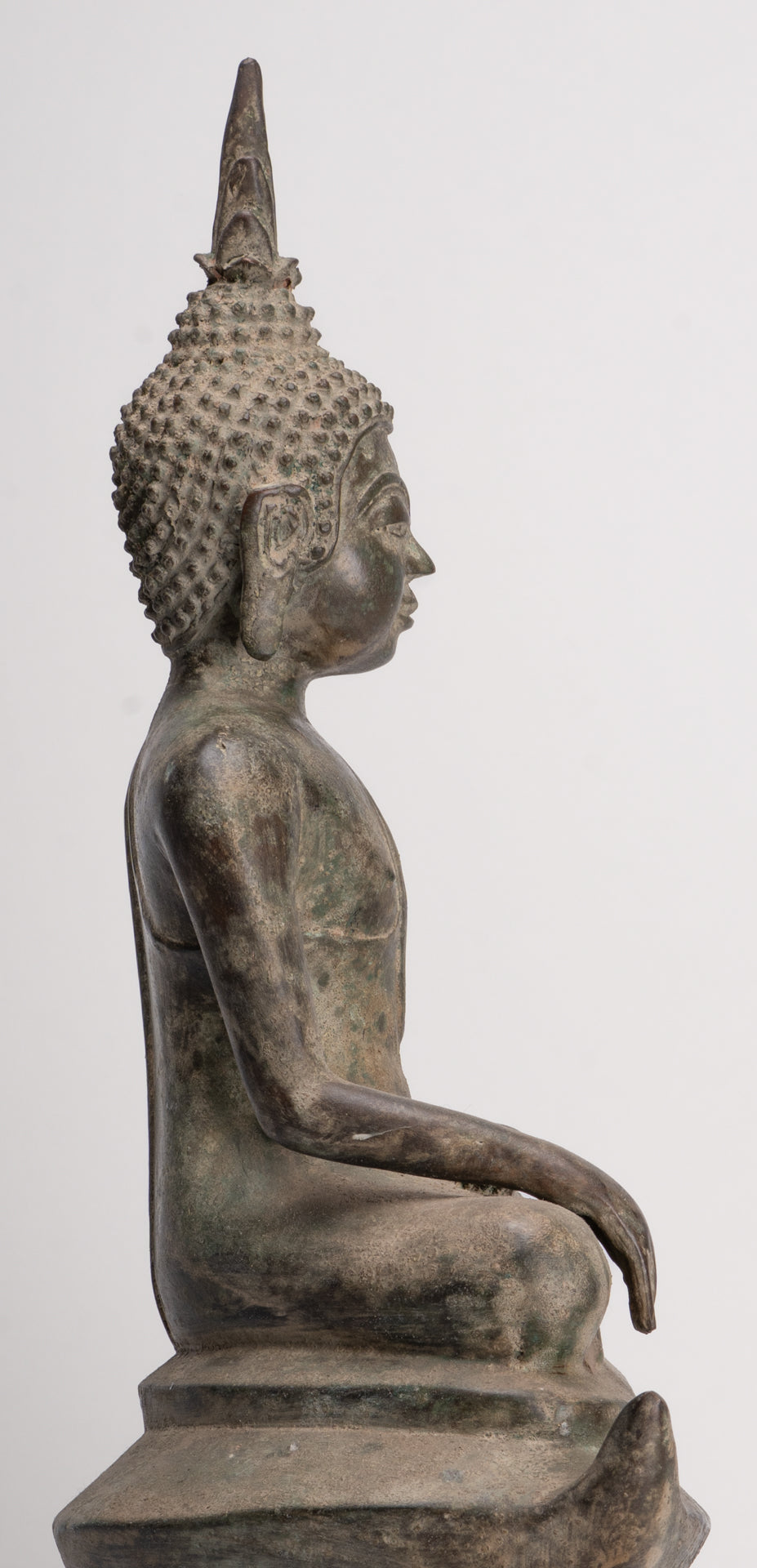 Buddha - Antique Laos Style Seated Bronze Enlightenment Buddha Statue - 54cm/22"
